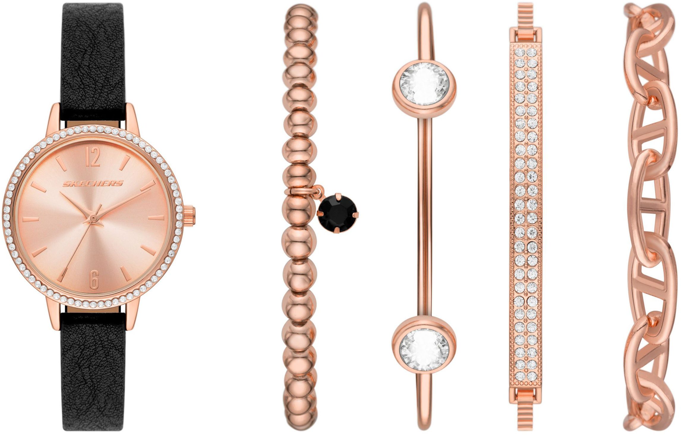 Skechers Quarzuhr ELEVATED GLITZ SET SR9070, (Set, 5-tlg., mit 4 Schmuckarm günstig online kaufen