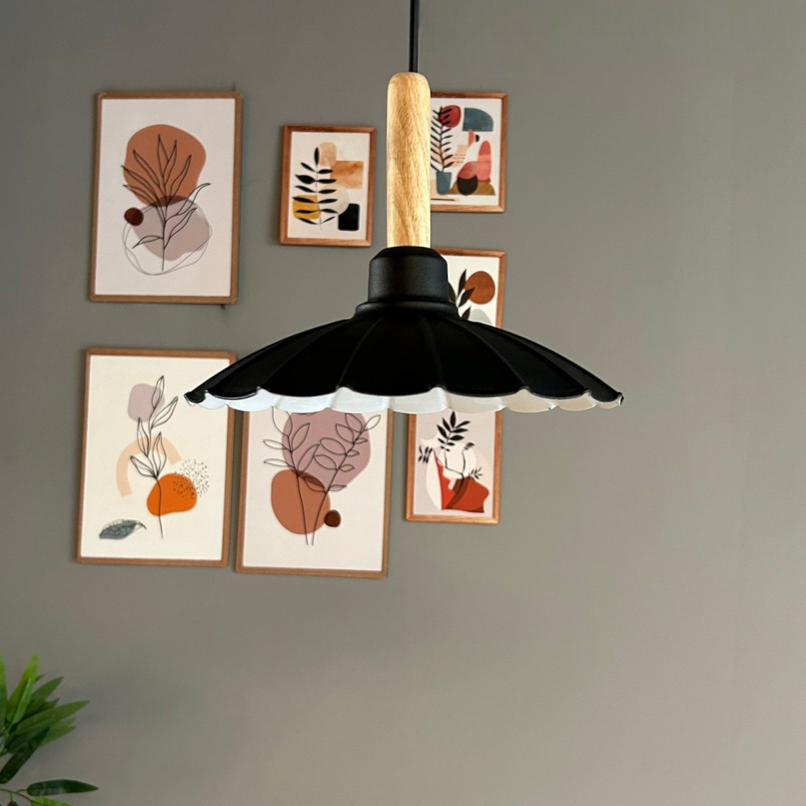 Bamyum Pendelleuchte Pendelleuchte Risso Holz Metall, Modern Hängelampe, ohne Leuchtmittel