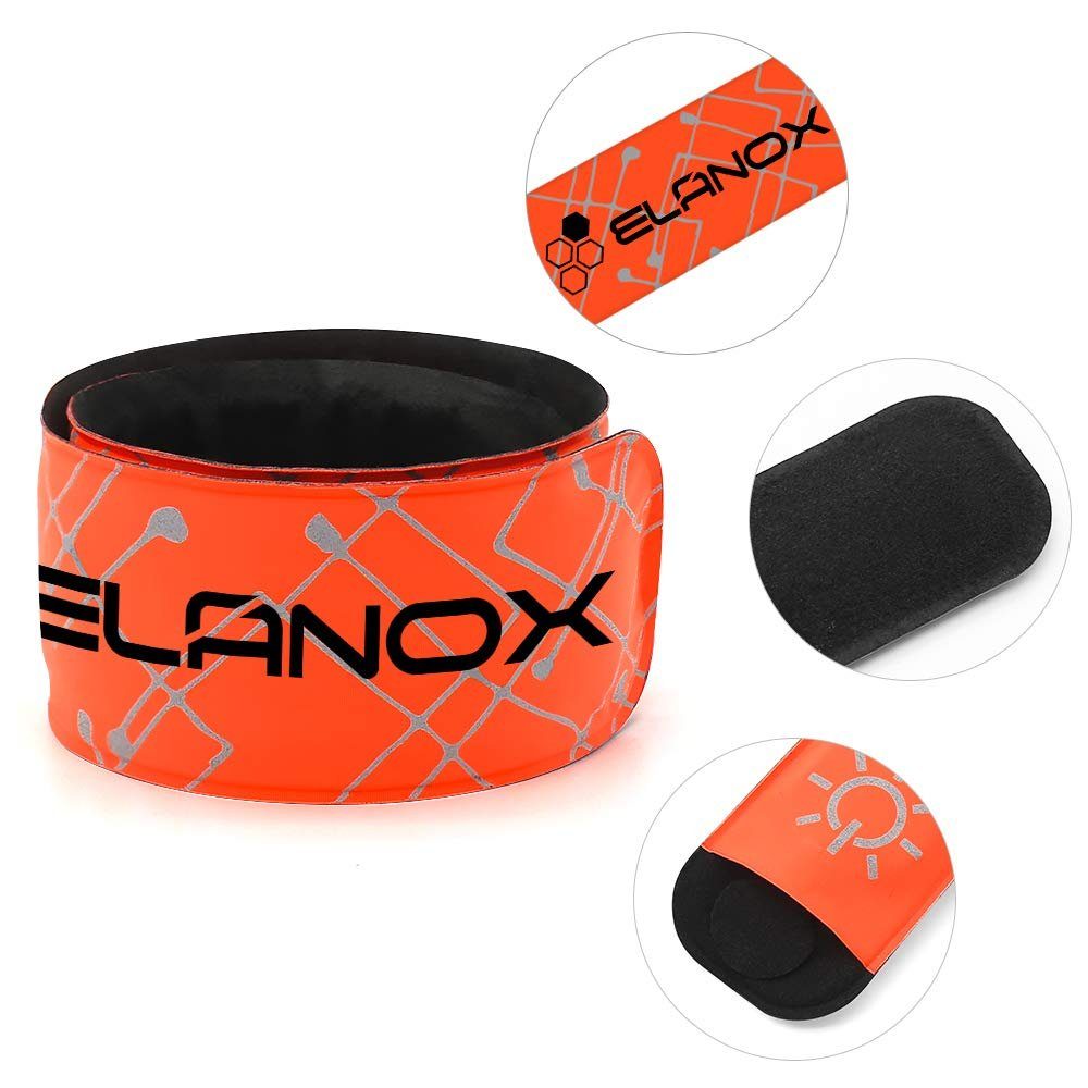 ELANOX LED Blinklicht x Sicherheitslicht LED Sport Outdoor Reflektorband Batterie mit Leuchtband 1 orange Armband