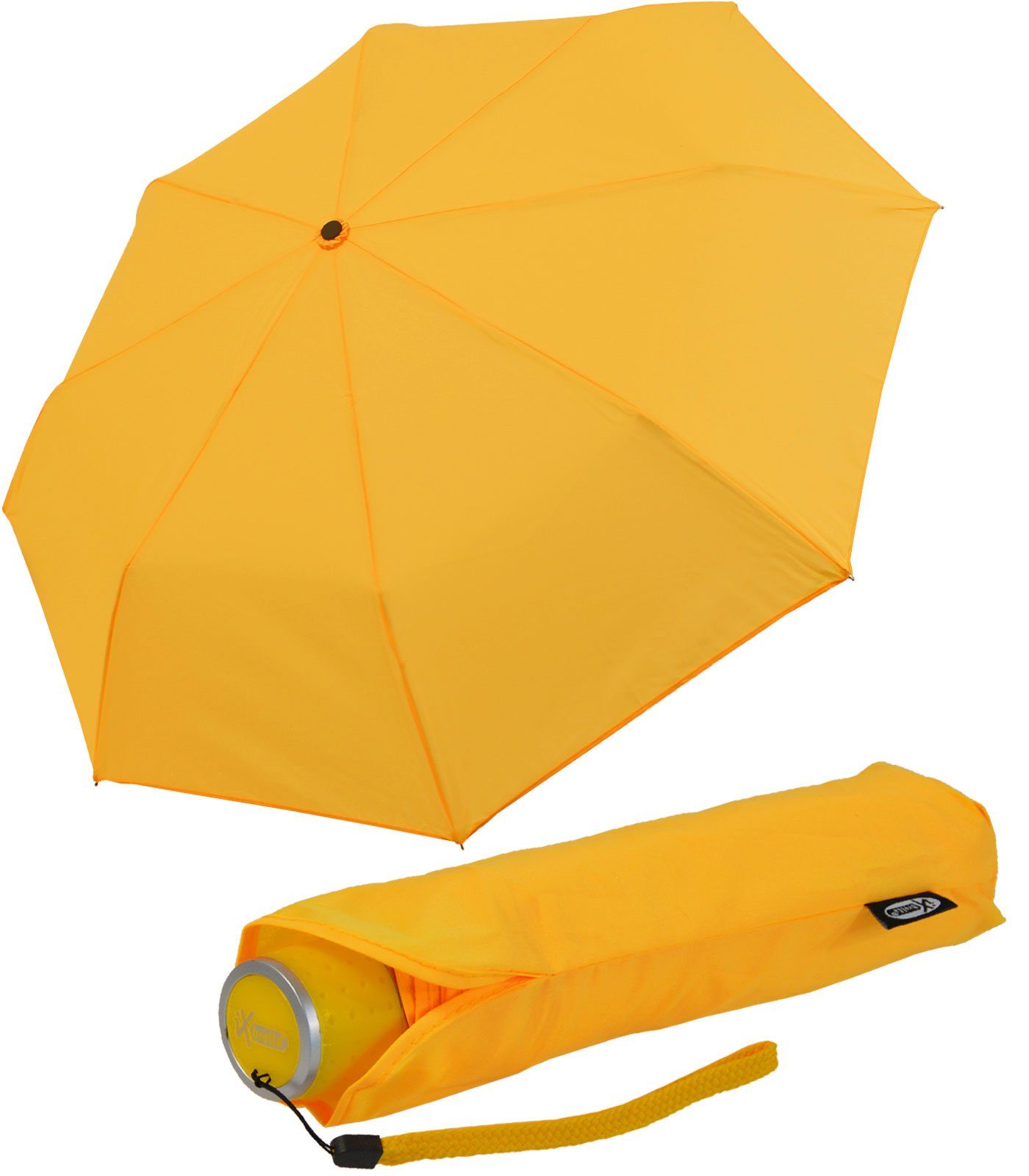 iX-brella Taschenregenschirm Mini Ultra Light - mit großem Dach - extra leicht, farbenfroh neon-gelb