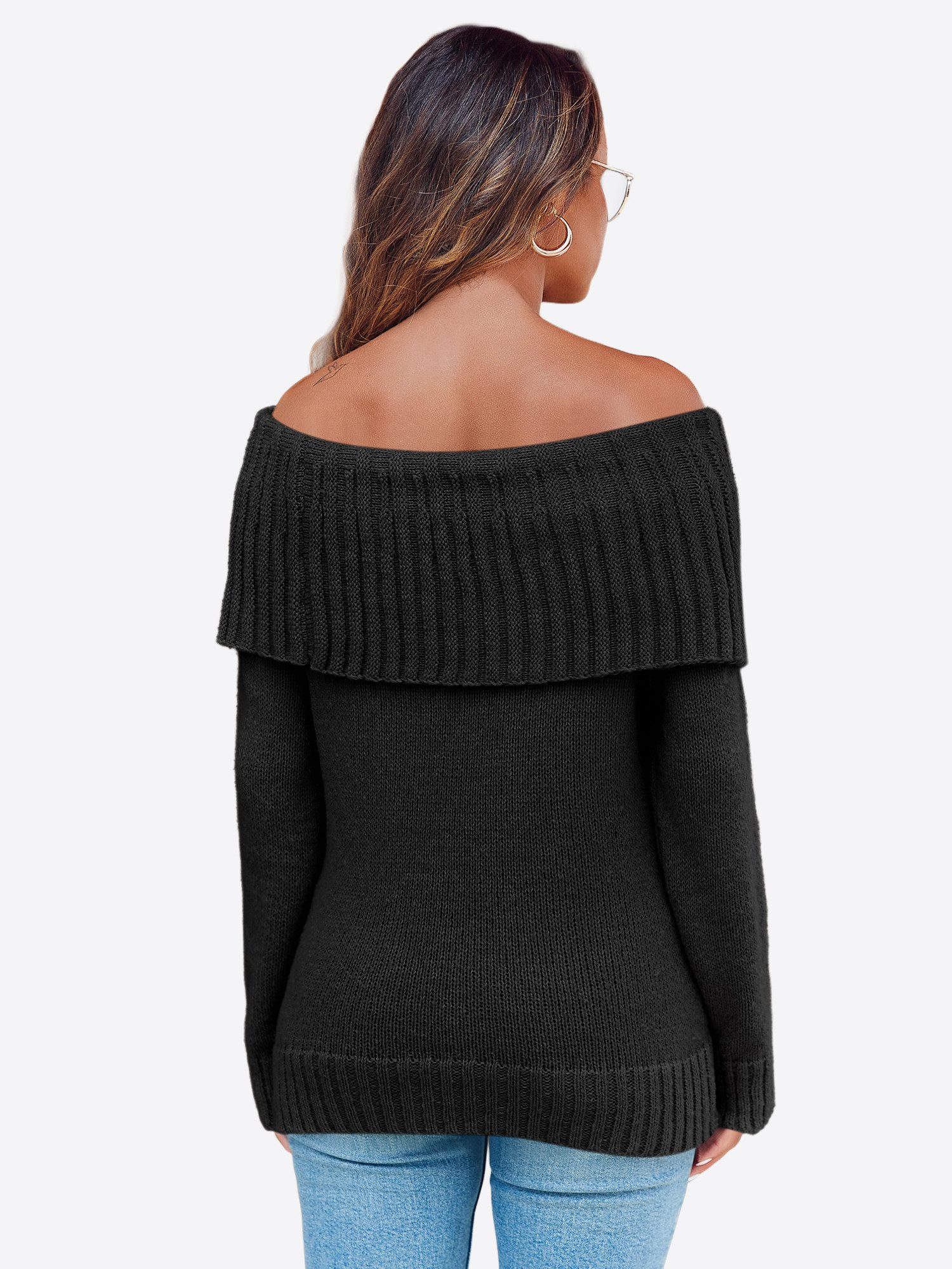 Imily Bela Sweater Damen Oversize Pullover mit schulterfreiem Schnitt (Pack günstig online kaufen