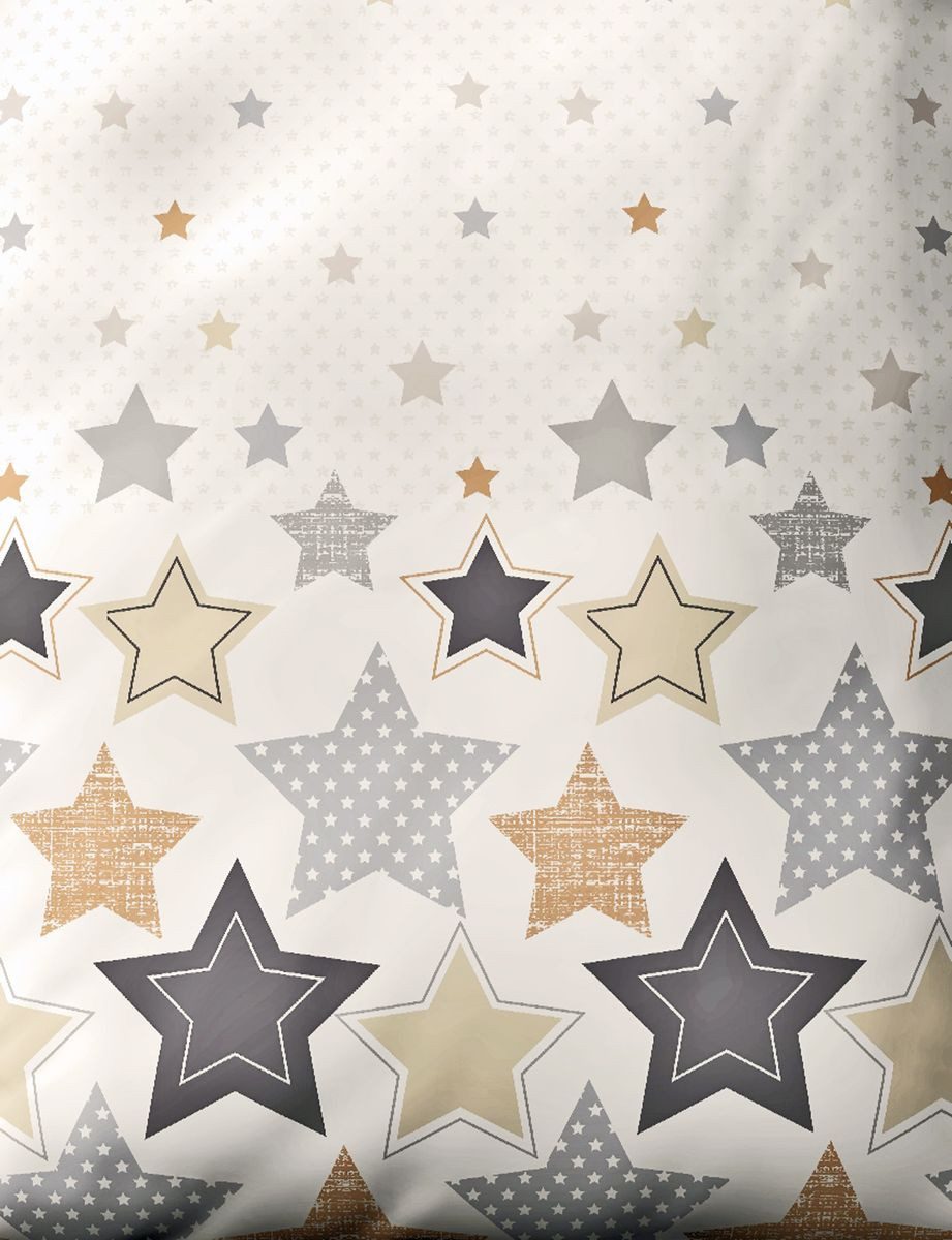 JACK Bettwäsche 135x200cm Sterne Braun Beige Offwhite, Biber, 2 teilig, tol günstig online kaufen