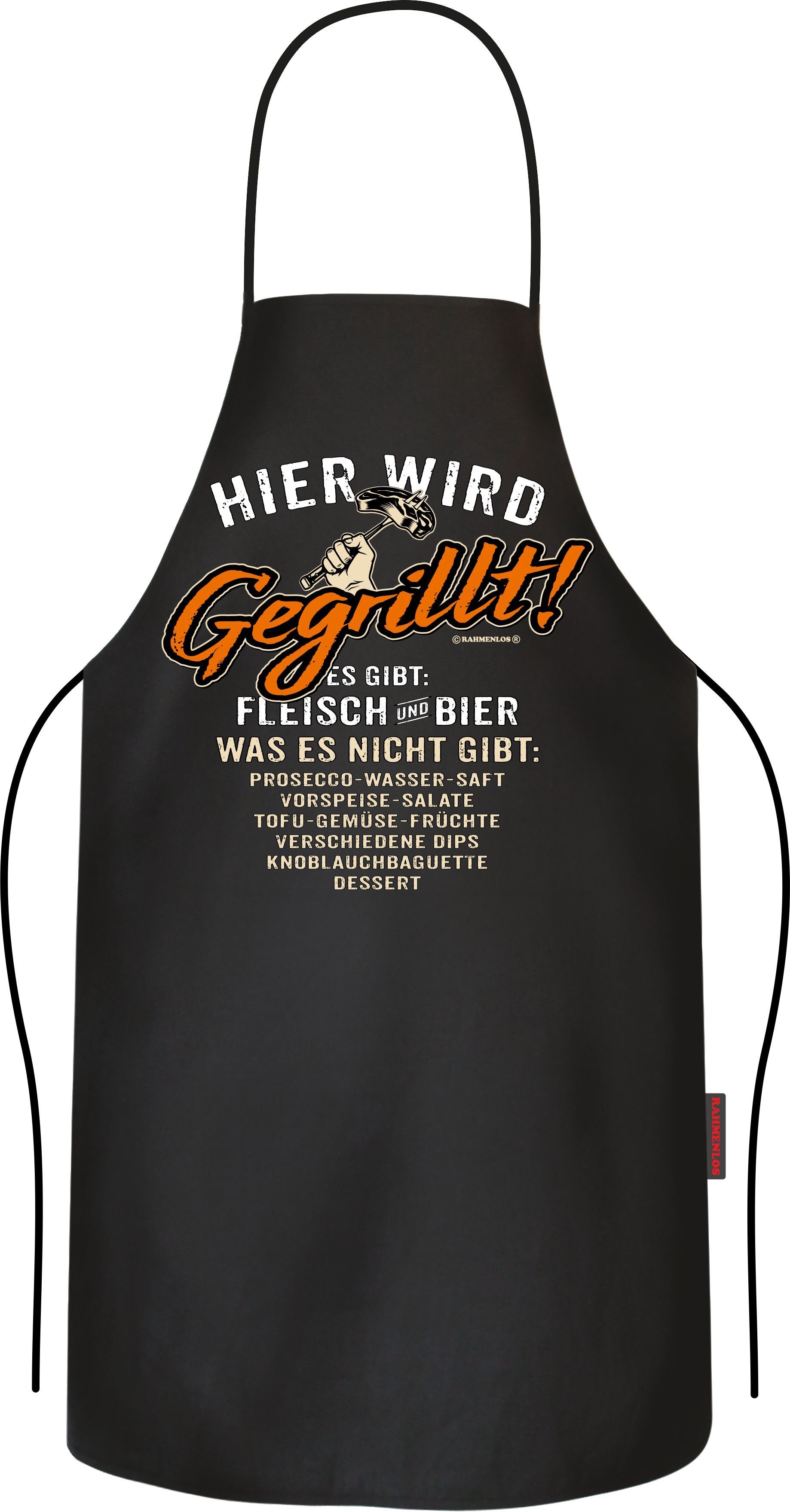 Grillschürze Kochschürze Küchenschürze als Geschenk für Männer: Hier wird gegrillt