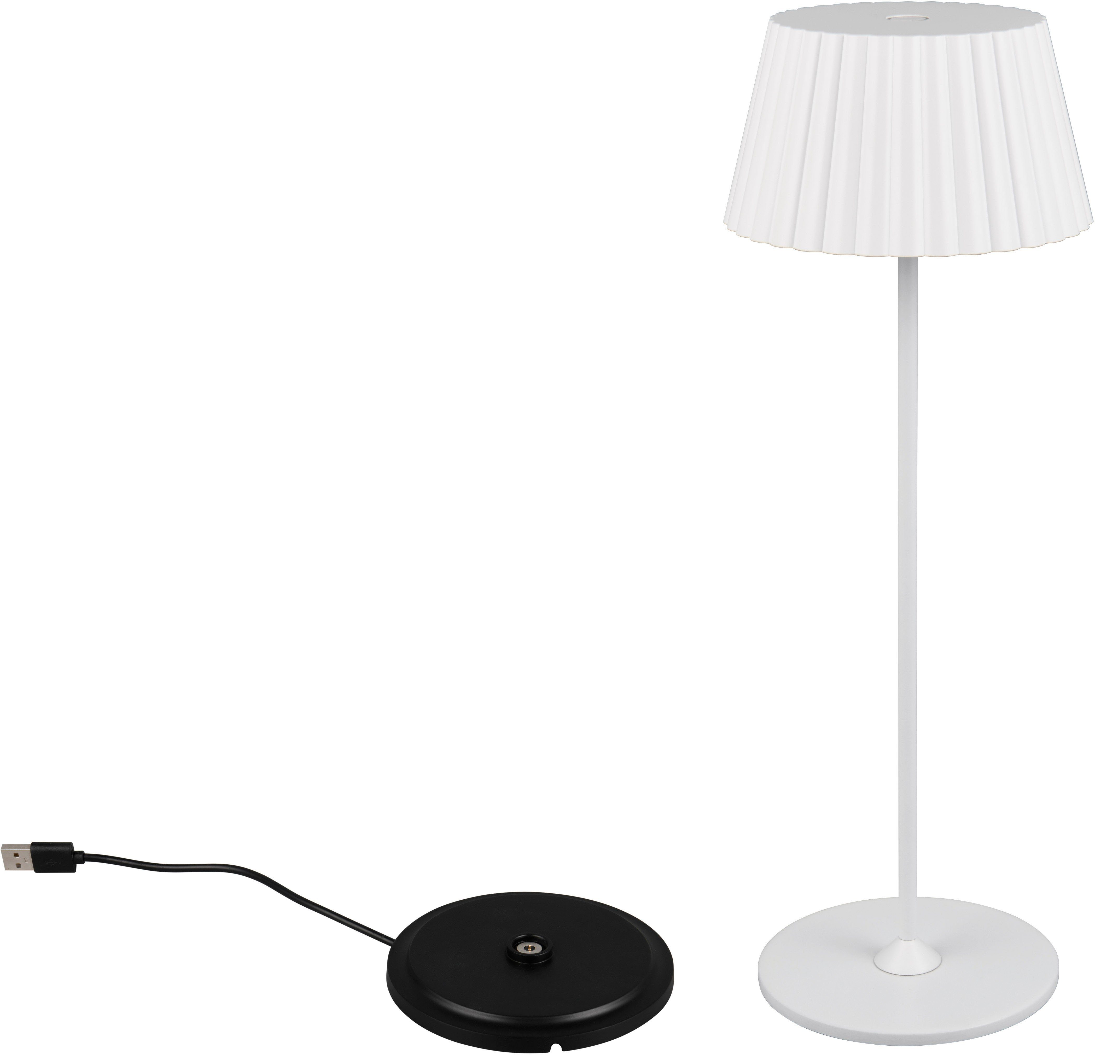 Reality Leuchten LED Außen-Tischleuchte SUAREZ, Dimmfunktion, USB-Ladefunktion, LED fest integriert, Warmweiß, Outdoor Akku Tischlampe inkl Ladestation USB-C, Touch-Dimmer Höhe 39cm