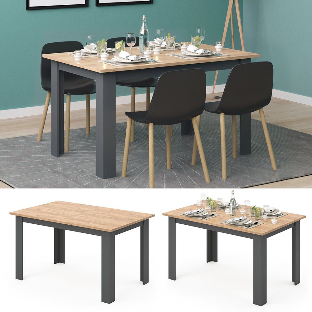 Vicco Esstisch Karlos, Goldkraft Eiche/Anthrazit, 140 x 90 cm günstig online kaufen