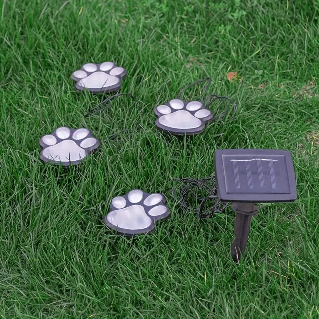 TUABUR Gartenleuchte 4-in-1-LED-Solar-Gartenleuchte, mit Tierpfotenmuster! Lichterkette