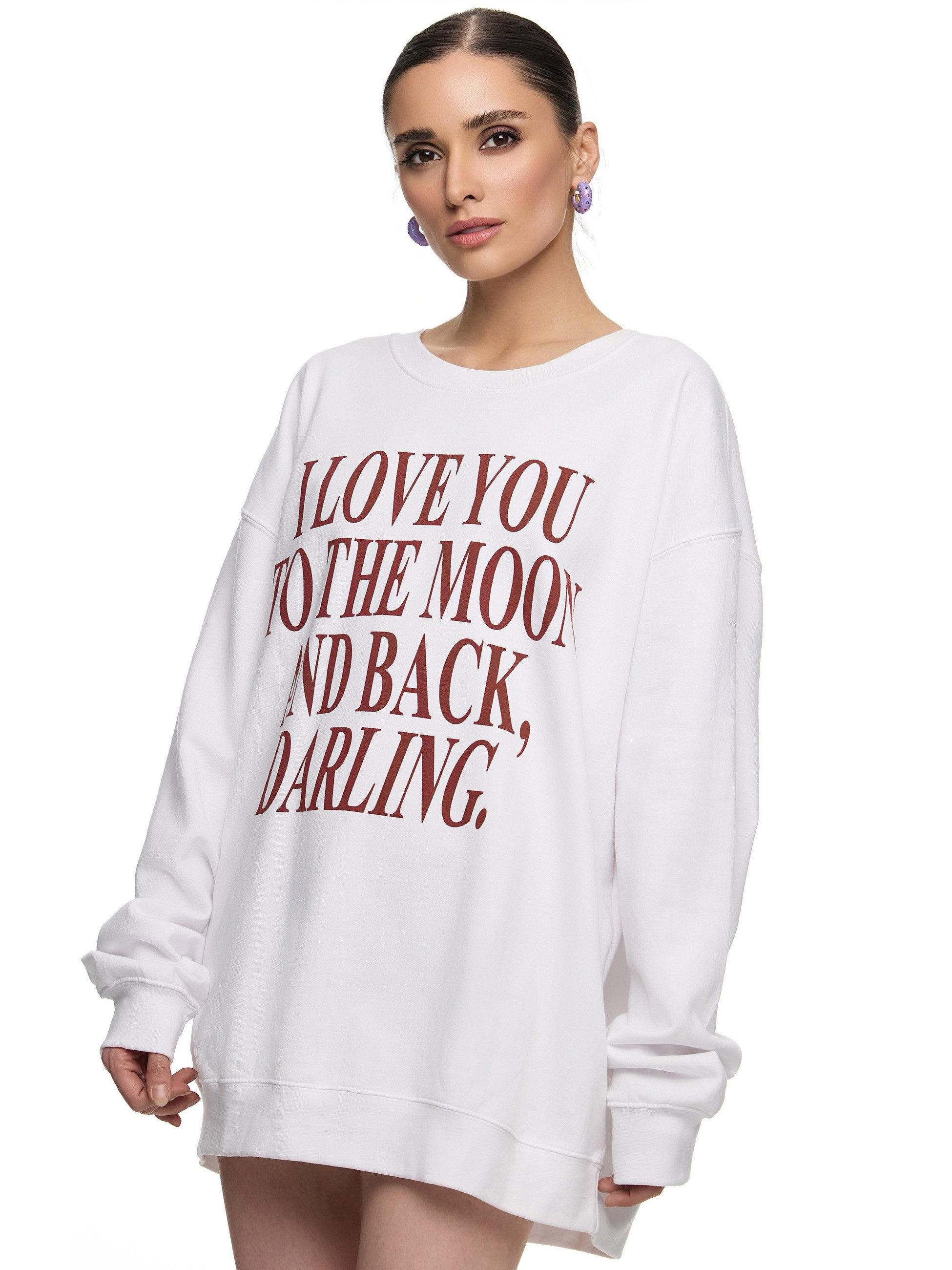 Worldclassca Longsweatshirt Worldclassca Oversized Sweatshirt LOVE YOU Print Langarm Pullover PRINT - I LOVE YOU TO THE MOON AND BACK DARLING