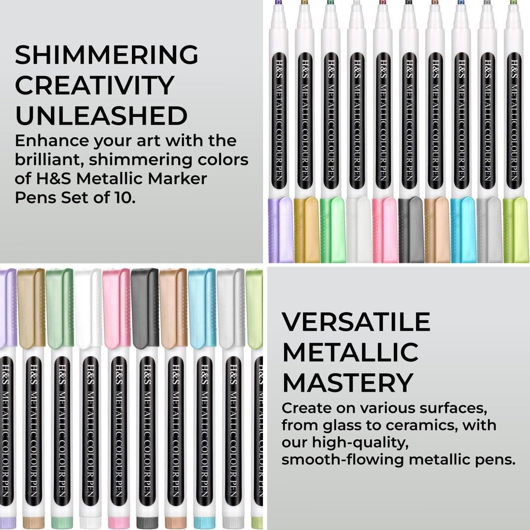 H&S Marker H&S 10er Metallic Marker Stifte Set für Scrapbook und Journaling, (10-tlg)
