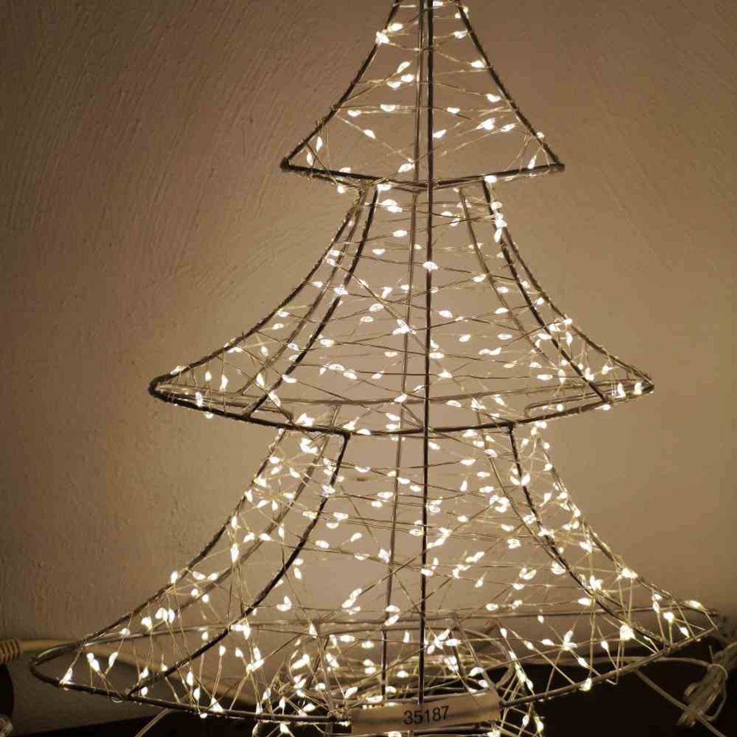 FHS Lichterkette Tannenbaum MD silber, 38 x 9 x 45 cm 400 warmweiße LED