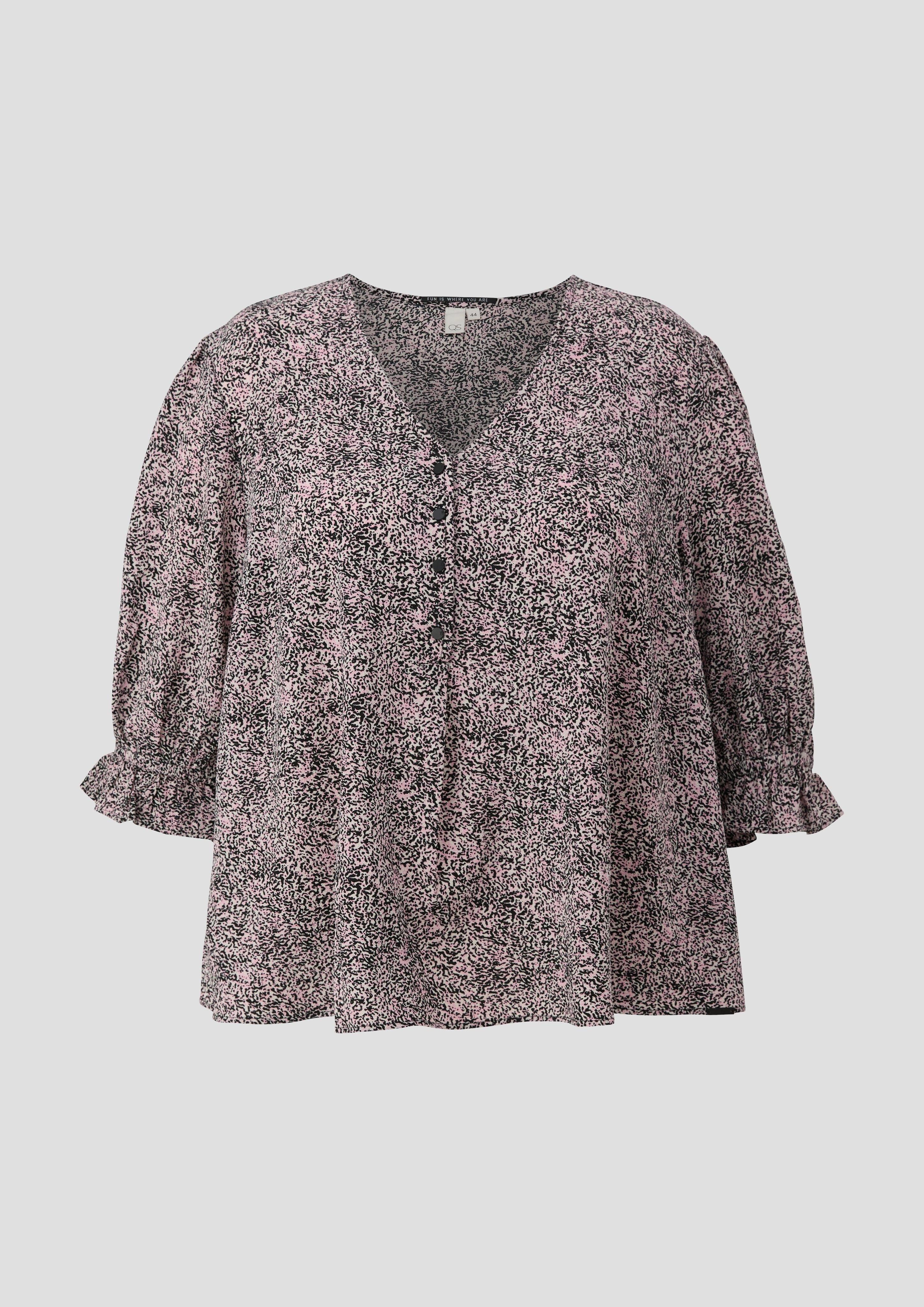 QS Langarmbluse Kurze, gemusterte Bluse mit günstig online kaufen