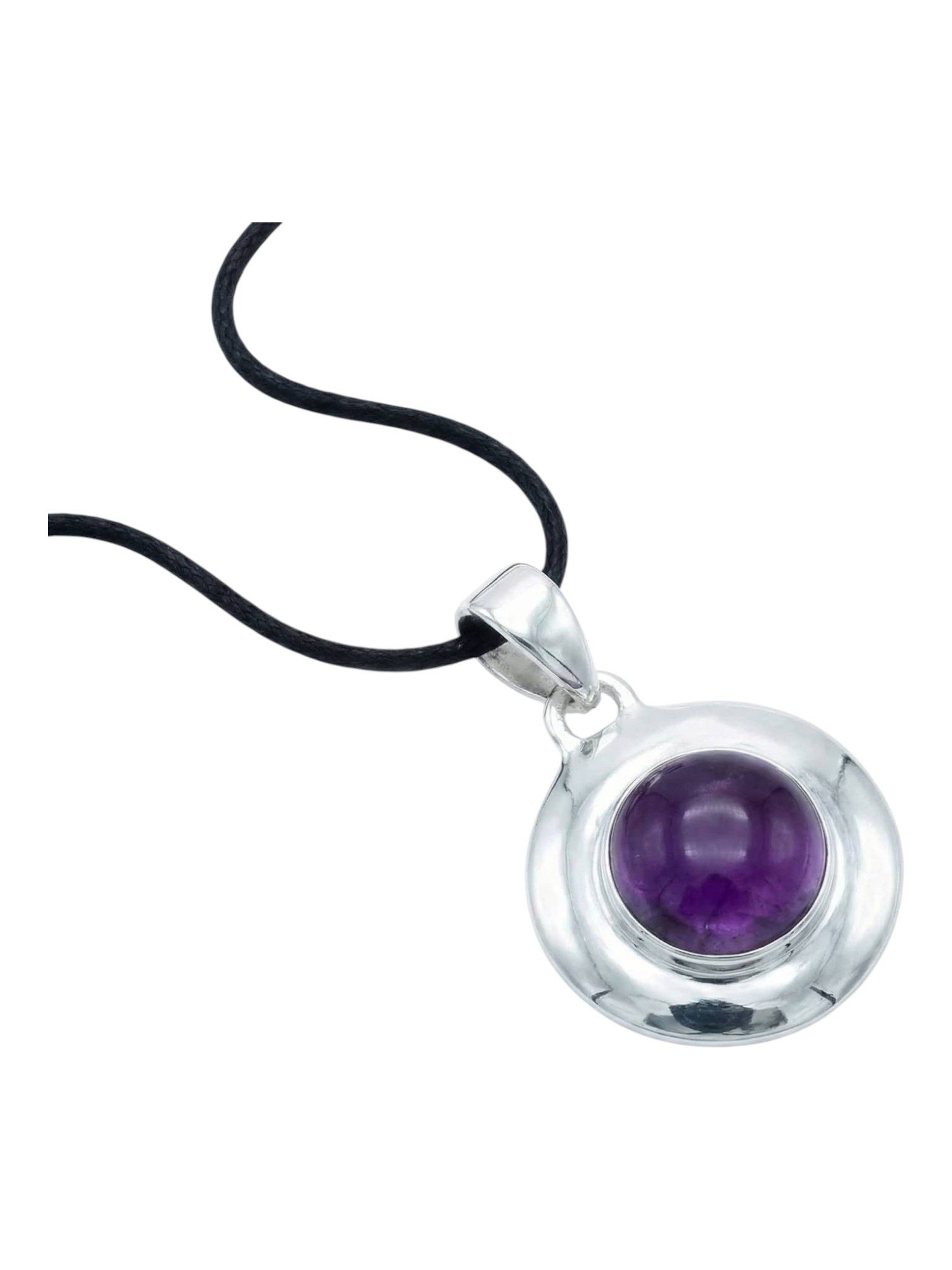 Kettenanhänger ZABALA rund aus 925 Silber mit Amethyst