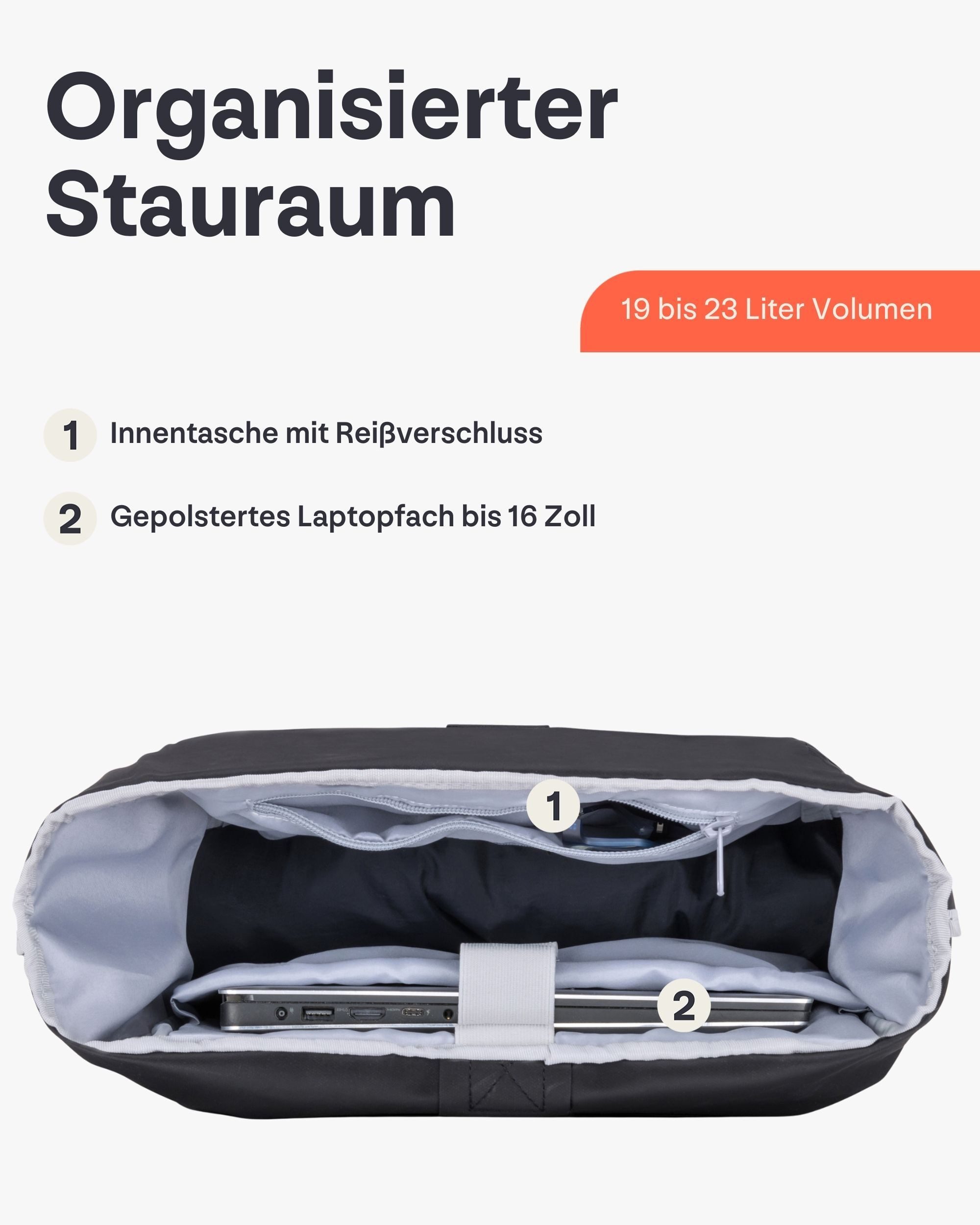 Johnny Urban Cityrucksack Allen Large Rolltop mit Laptopfach (1-tlg), Wasserabweisend – Bild 5 von 5
