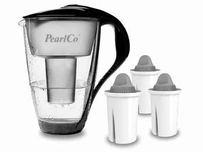 PearlCo Wasserfilter PearlCo Glas Wasserfilter Inkl. 3 Protect Plus Filterkartuschen