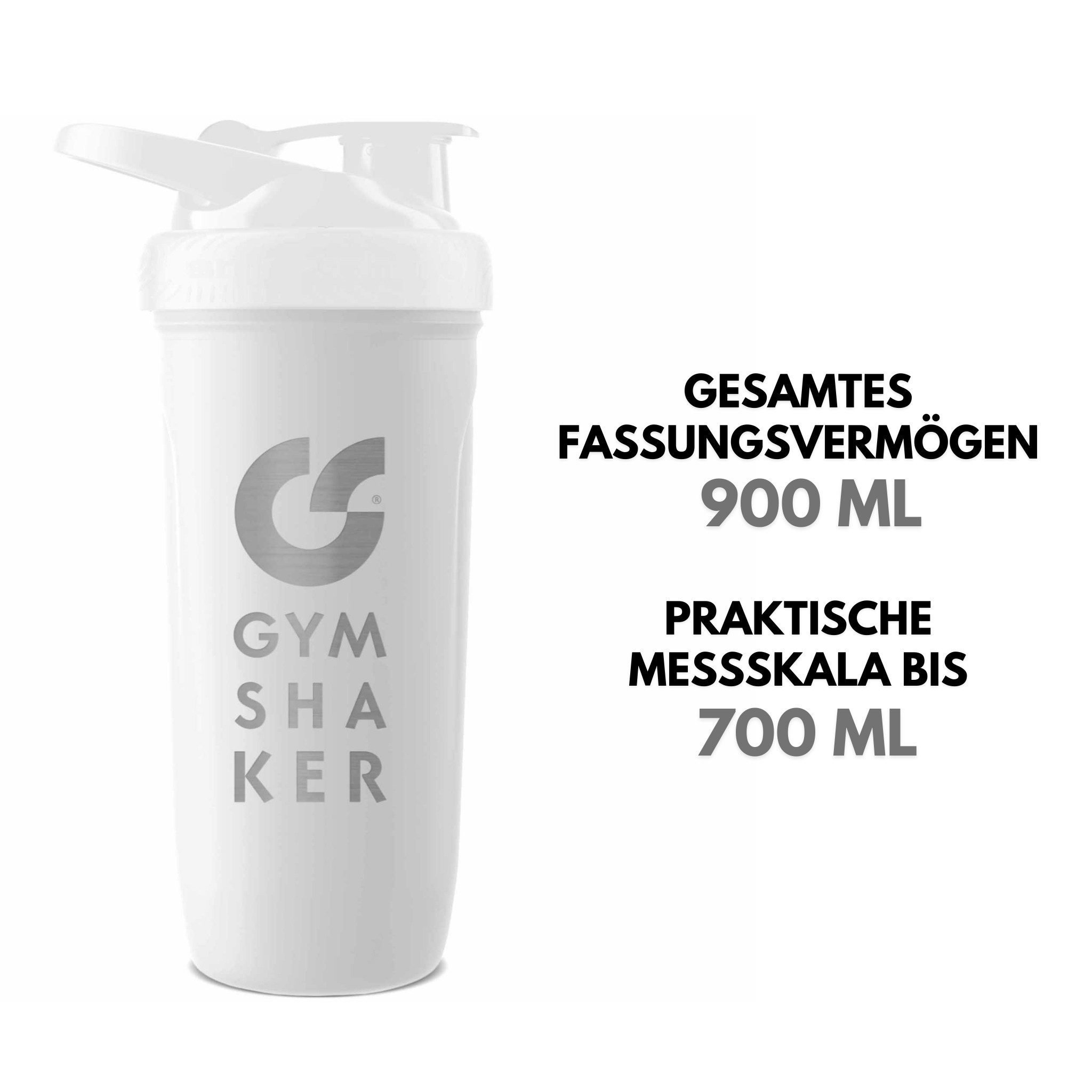 GYMSHAKER Protein Shaker Edelstahl Trinkflasche für Fitness, Sport, Bodybuilding & Muskelaufbau, Edelstahl, (Packung, Shaker aus rostfreiem Edelstahl mit Sieb und weichen Silikonboden), Wabenstruktur-Sieb für cremige Protein Shakes
