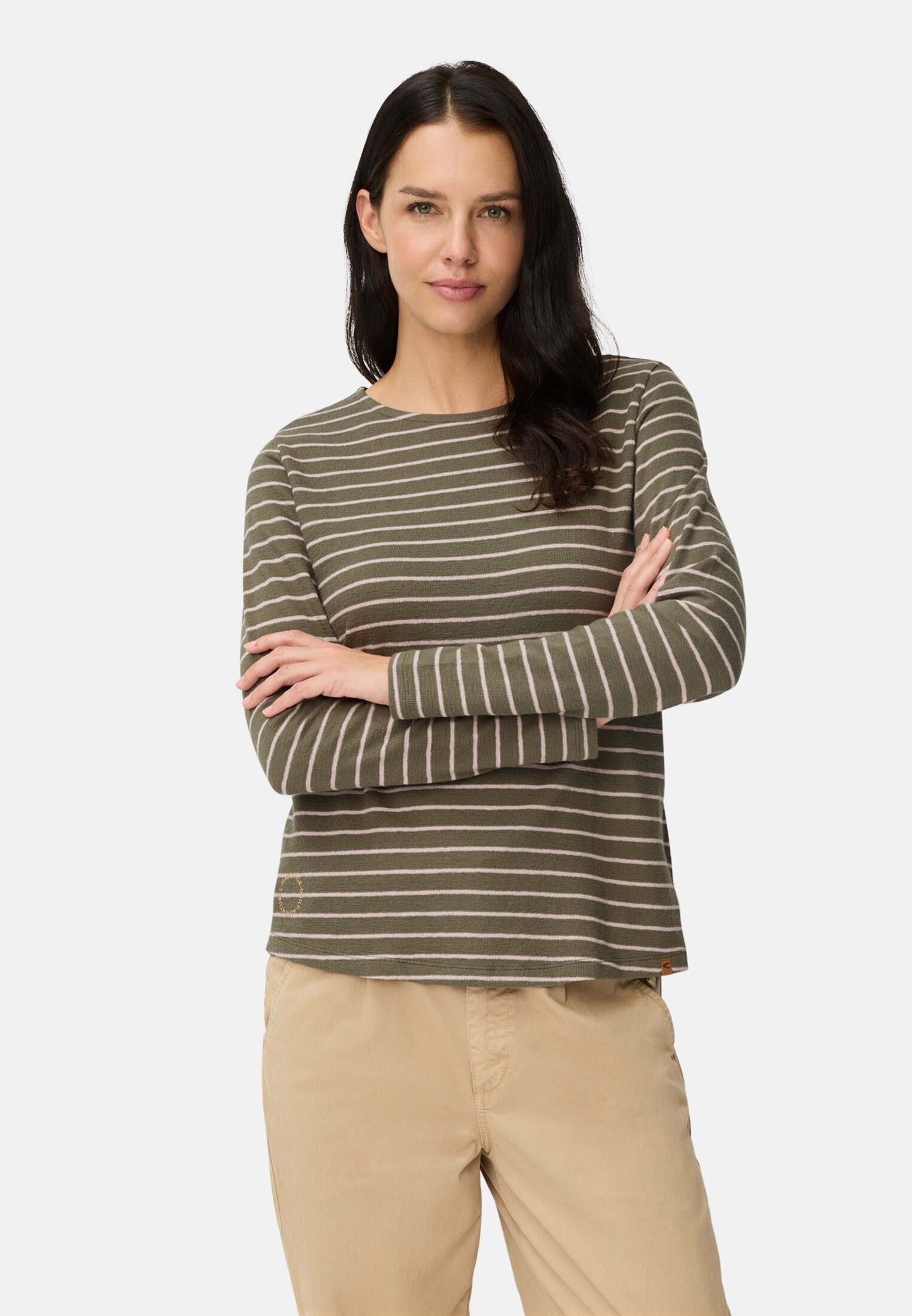 camel active Langarmshirt aus Bio-Baumwolle Langarm Rundhals günstig online kaufen