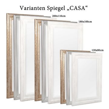 LebensWohnArt Wandspiegel Spiegel CASA Shabby-Weiß ca. 180x100cm