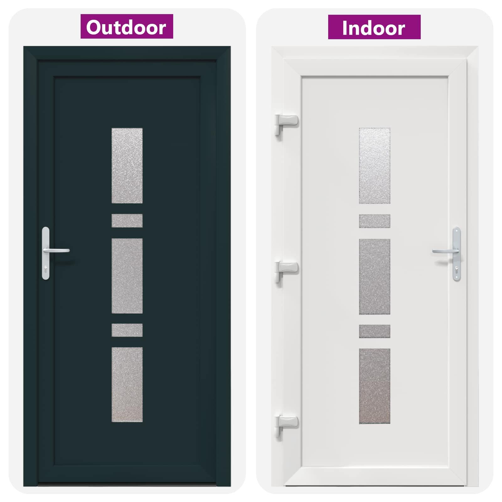 vidaXL Haustür 108 x 208 cm Haustür Vordertür Anthrazit innen weiß 108x208 cm PVC Kun