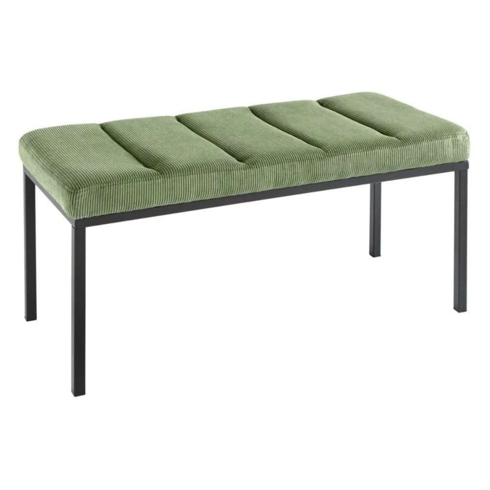 LebensWohnArt Sitzbank Elegante Sitzbank PLANO 80cm grün Cord, Bank