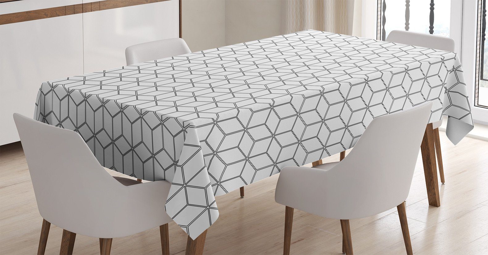 Außen Tischdecke Bereich den Waschbar Farben, Für Abakuhaus quadratische Geometrische geeignet Form Farbfest Schwarz-Weiss Klare
