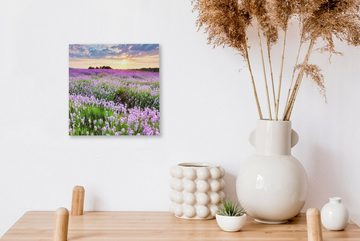 OneMillionCanvasses® Leinwandbild Lavendel - Blumen - Sonnenuntergang - Lila - Wiese, (1 St), Leinwand Bilder für Wohnzimmer Schlafzimmer