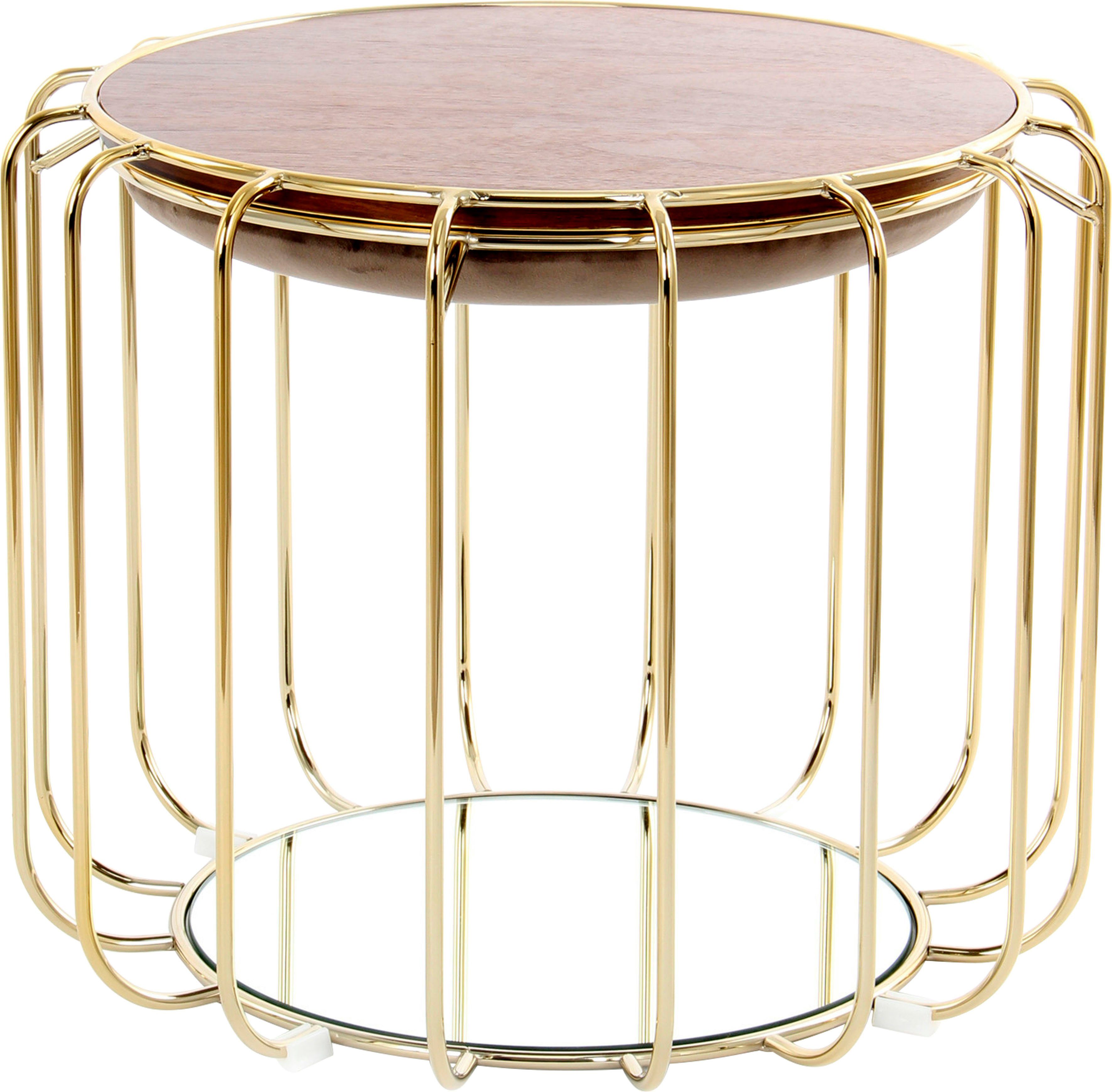 Kayoom Beistelltisch Pouf Comfortable 110, abnehmbares und wendbares Oberteil (1-St), praktisch umzuwandeln in Tisch oder Hocker, mit Spiegelglas