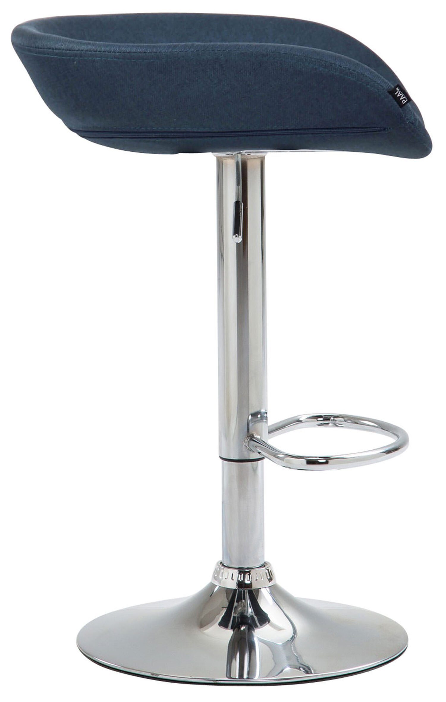 (Barstuhl TPFLiving chrom Hocker Theke Blau Fußstütze Gestell - Metall & angenehmer drehbar Stoff für Küche 360° höhenverstellbar), mit Barhocker - Sitzfläche: Anna und