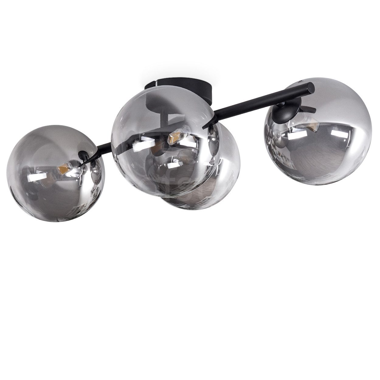 hofstein Deckenleuchte Deckenlampe aus Metall/Glas in Schwarz/Rauchfarben/K günstig online kaufen