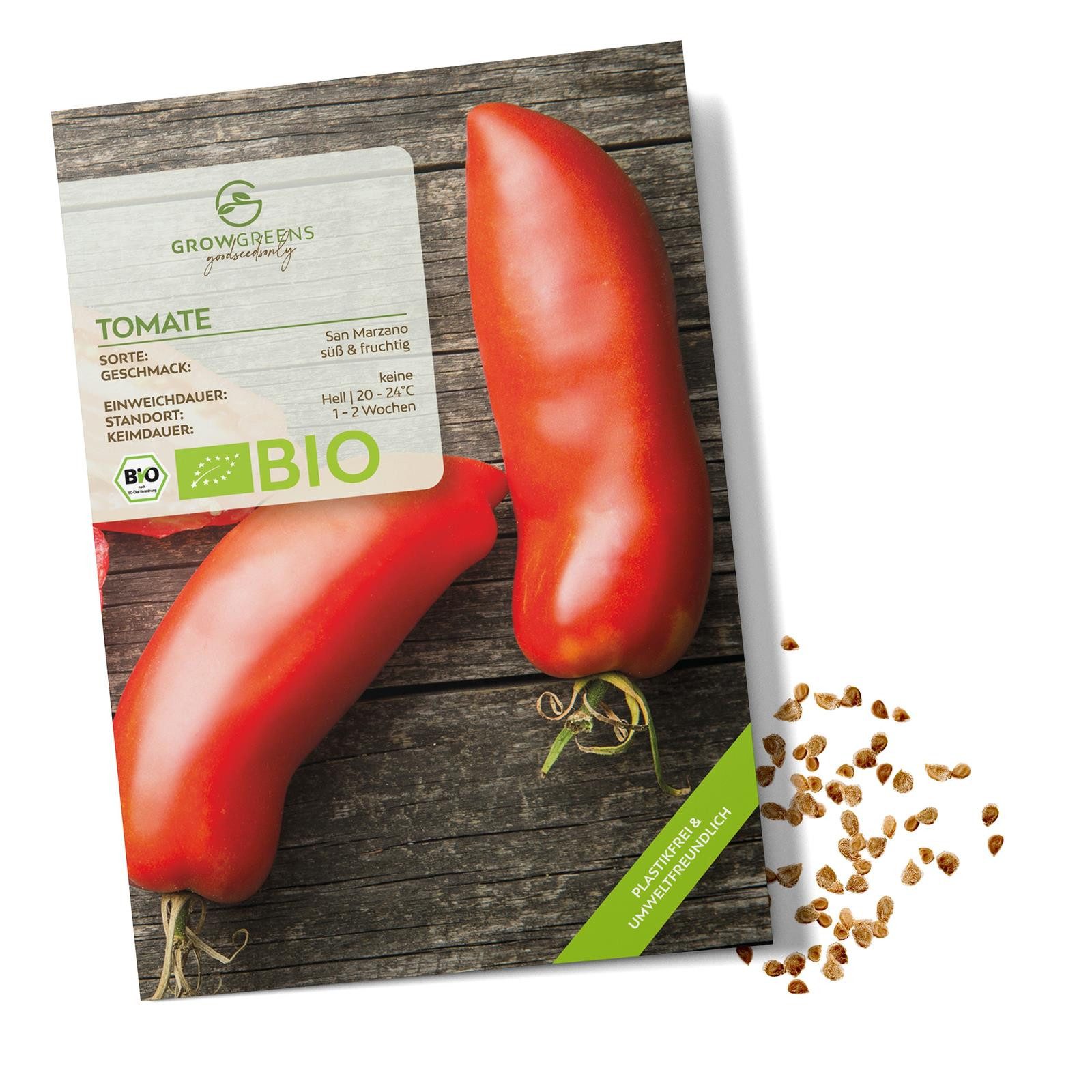 Growgreens Gemüsesamen BIO Tomatensamen (San Marzano) - Tomaten Saatgut (10 Korn), Tomaten