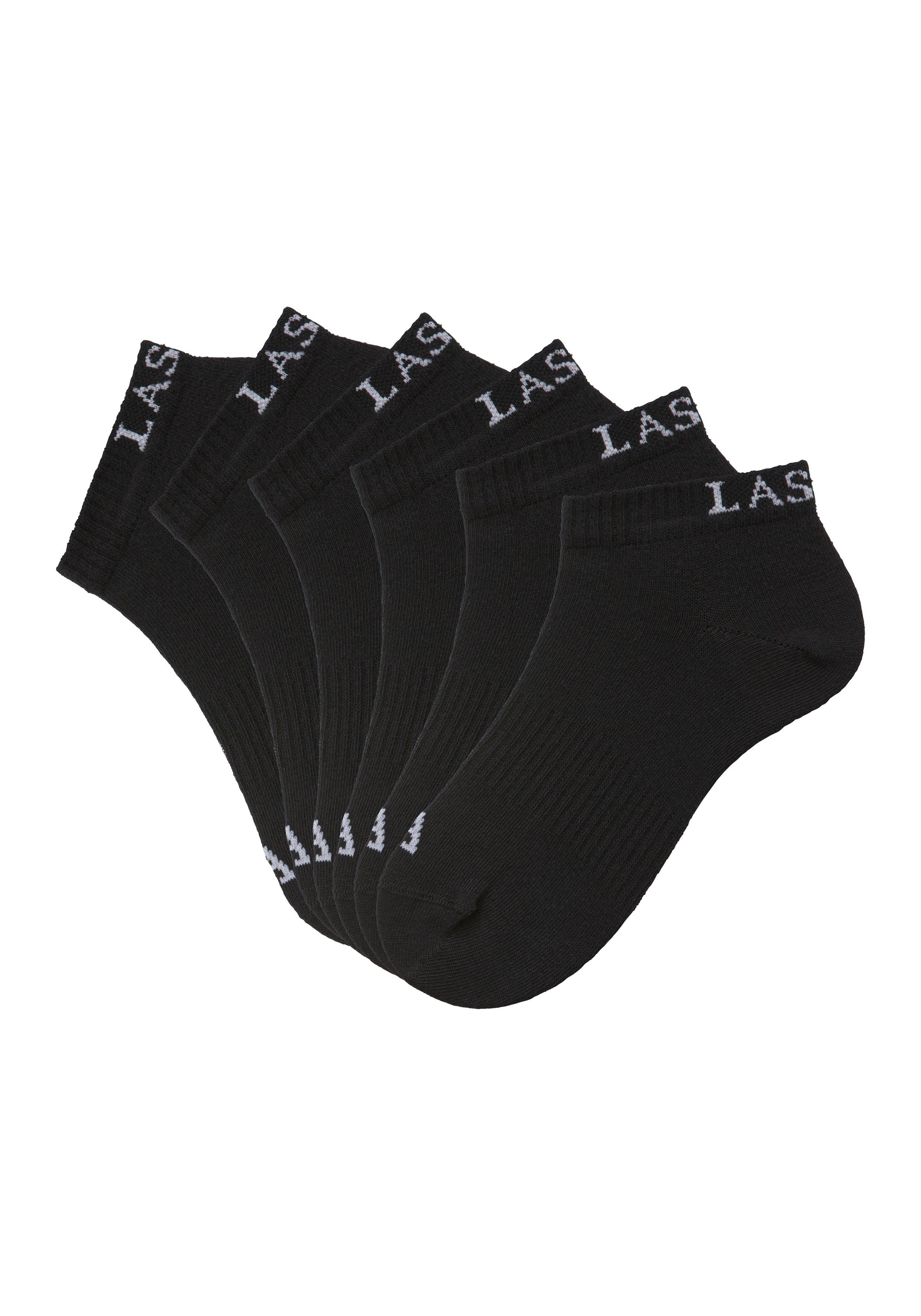 mit Sneakersocken ACTIVE 6x (Set, LASCANA schwarz 6-Paar) eingestricktem Logo Marken