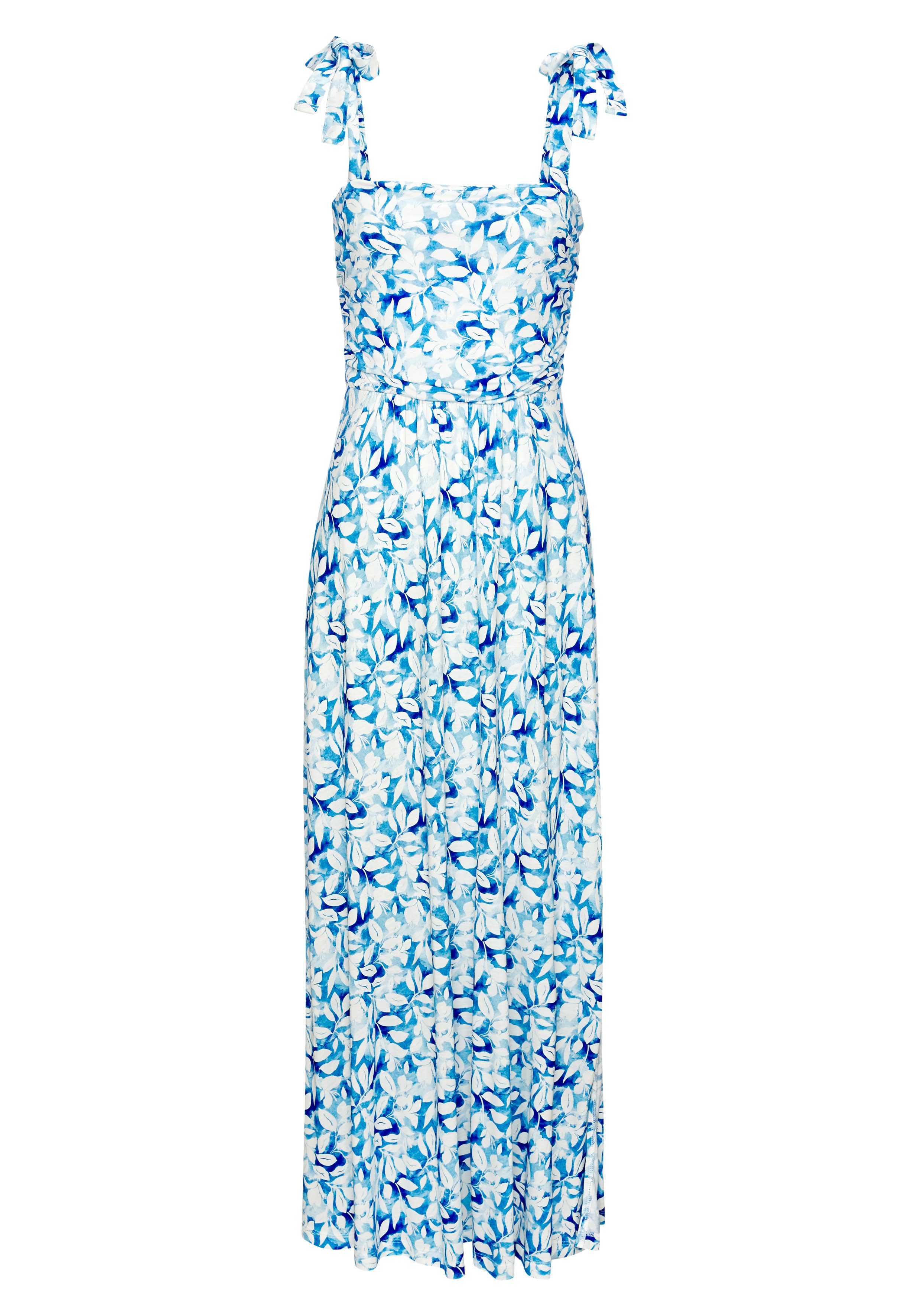 Vivance Maxikleid mit Trägern zum Knoten und Alloverprint langes Sommerkleid, Strandkleid, Trägerkleid, Jerseykleid. € 49,99