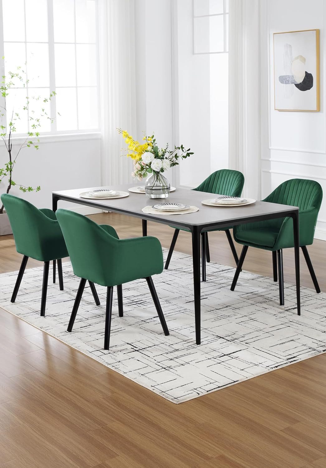 Woltu Esszimmerstuhl (6 St), Esszimmerstühle mit Armlehne Samt Massivholz günstig online kaufen