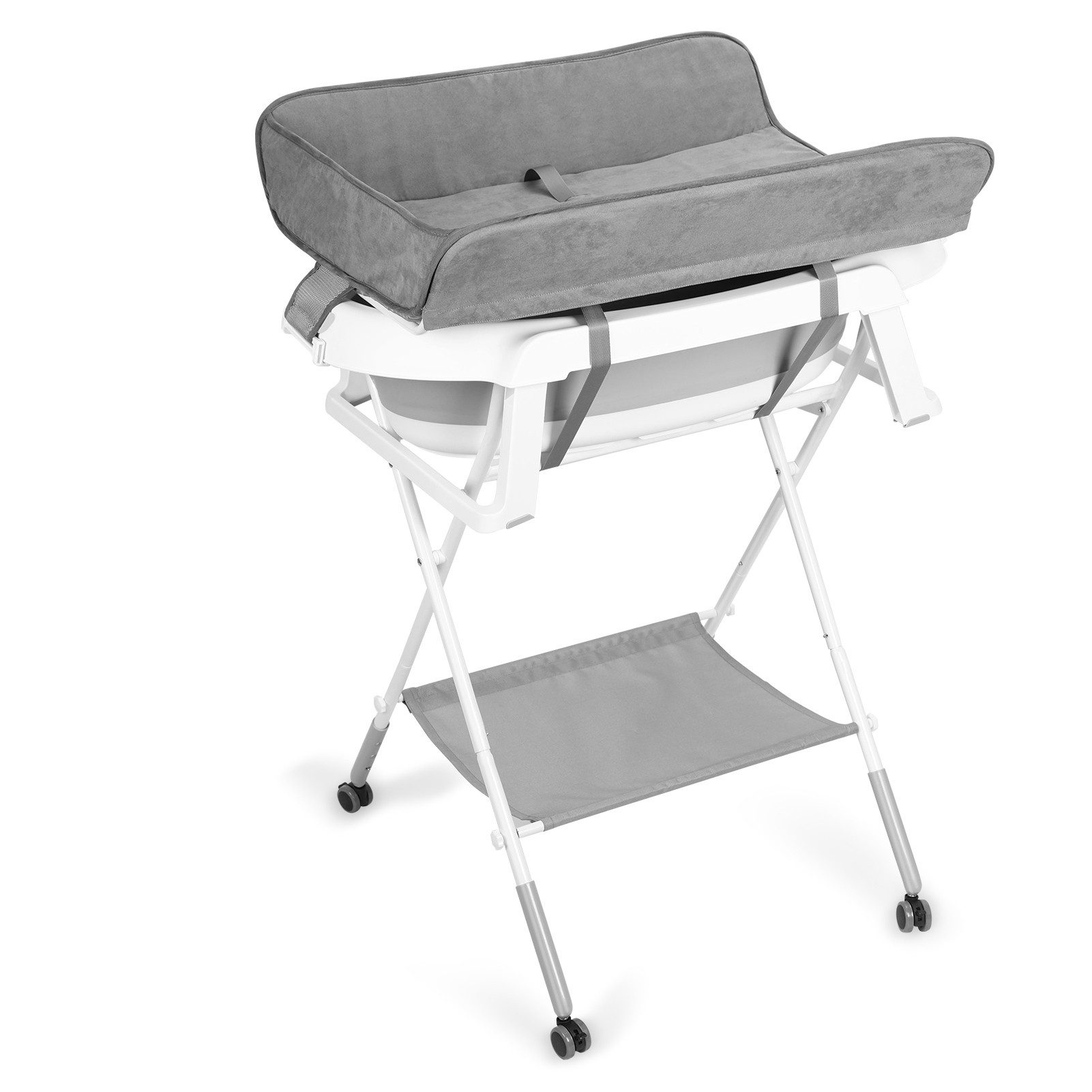 Rutaqian Babybadewanne 2 in 1 Badewanne mit Gestell Babybadesitz und Abflussschlauch Faltbare, (Haustierbadewanne zum Baden Pflegen, 1-tlg), Tragbare Duschbadewanne,Hundewaschstation zum Baden und Pflegen