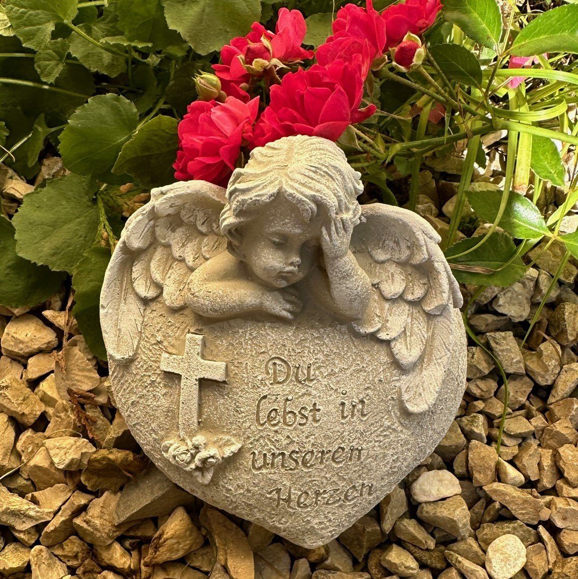 Radami Gartenfigur Engel Grabengel Grabherz Grabschmuck günstig online kaufen