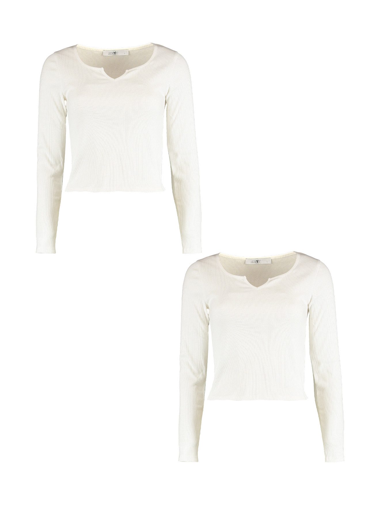 HaILY’S Blusenshirt 2er-Set Figurbetont Rippoptik Langarm günstig online kaufen