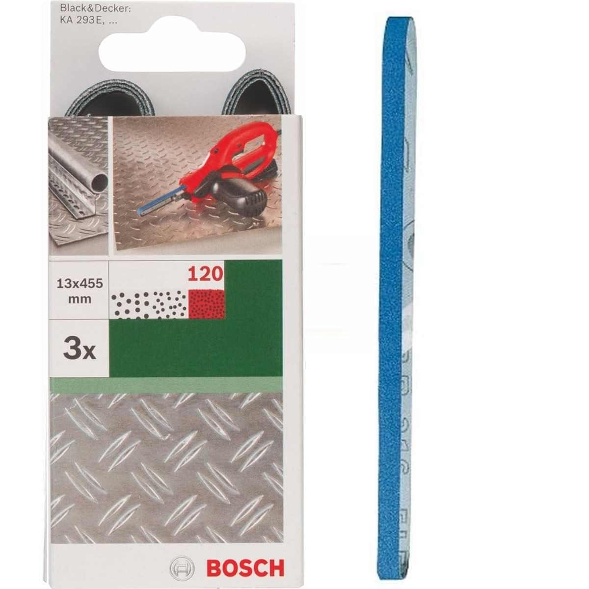 BOSCH Bohrfutter Bosch 3 Schleifbänder für B+D Powerfile KA 293E 13 x 451 mm, K 120