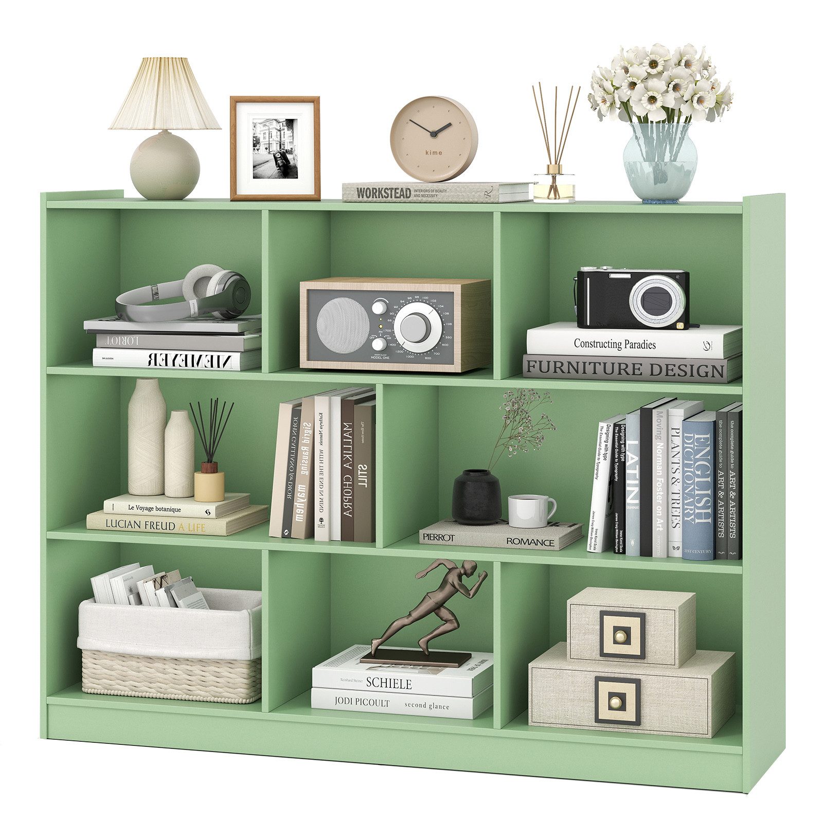 KOMFOTTEU Bücherregal Würfelregal, mit 8 Fächern, 122 x 32 x 93 cm