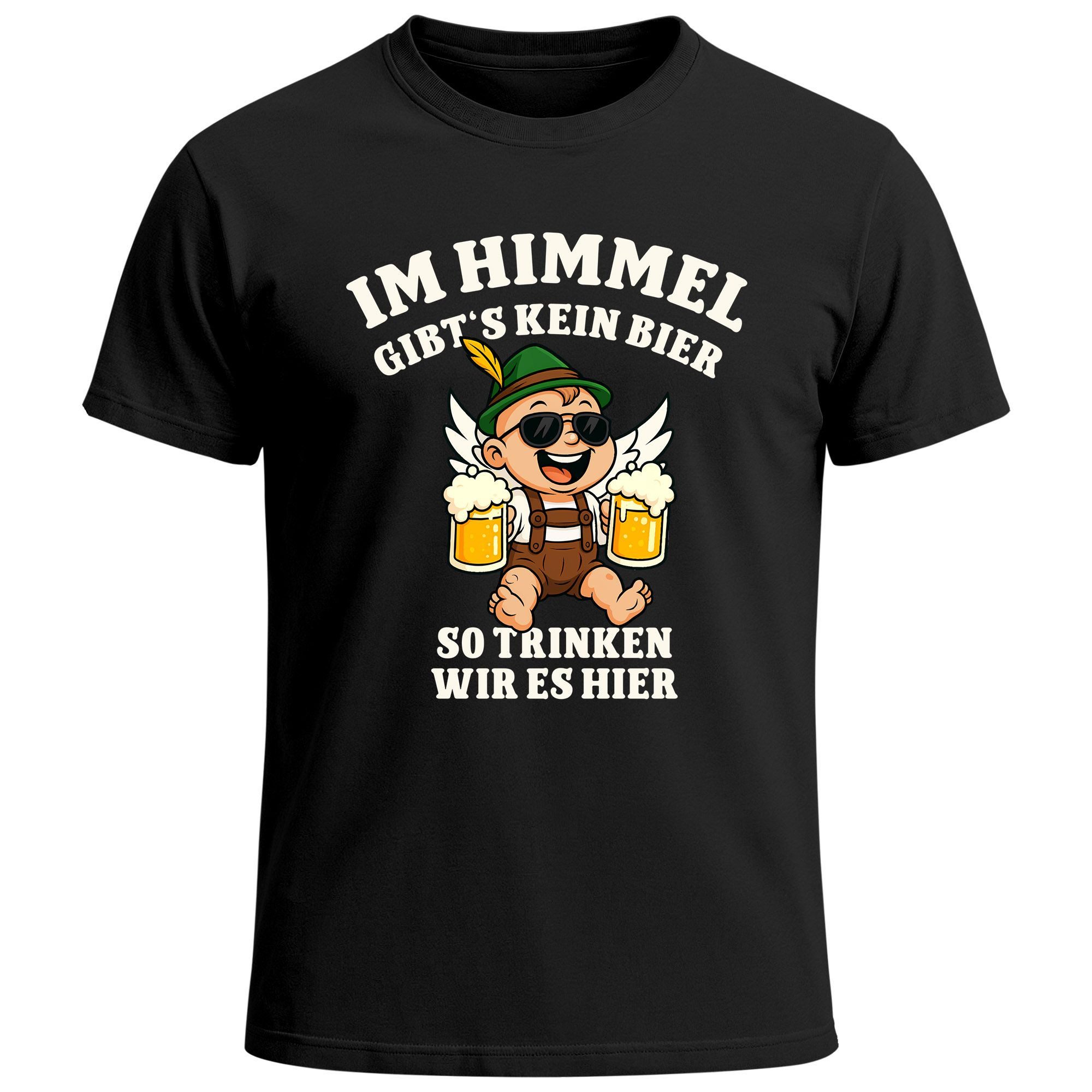 Print-Shirt Herren T-Shirt für das Oktoberfest Im Himmel gibt's kein Bier Engel