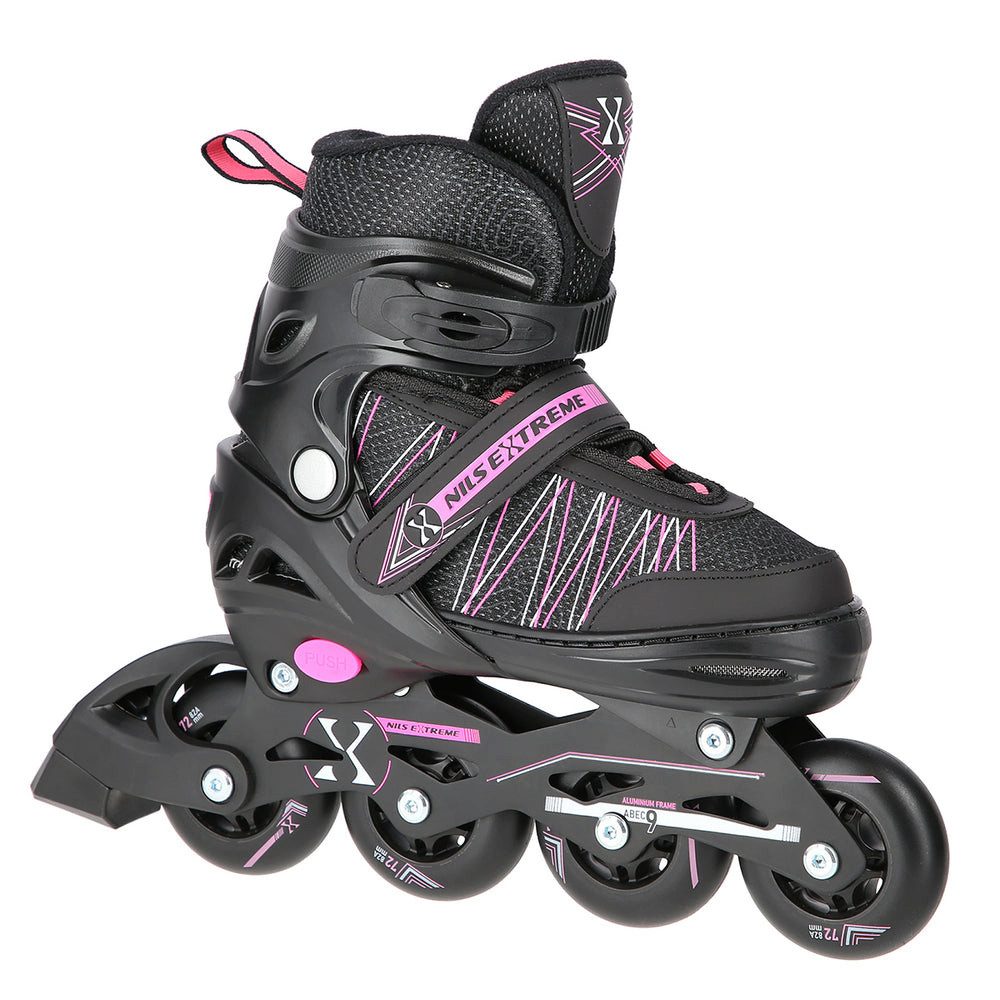 NILS EXTREME Inlineskates Kinderinliner Rollschuhe Schlittschuhe, (Spar-Set, 2-St., 31-34), 2-in-1, größenverstellbar, ABEC 9, Alu-Schiene