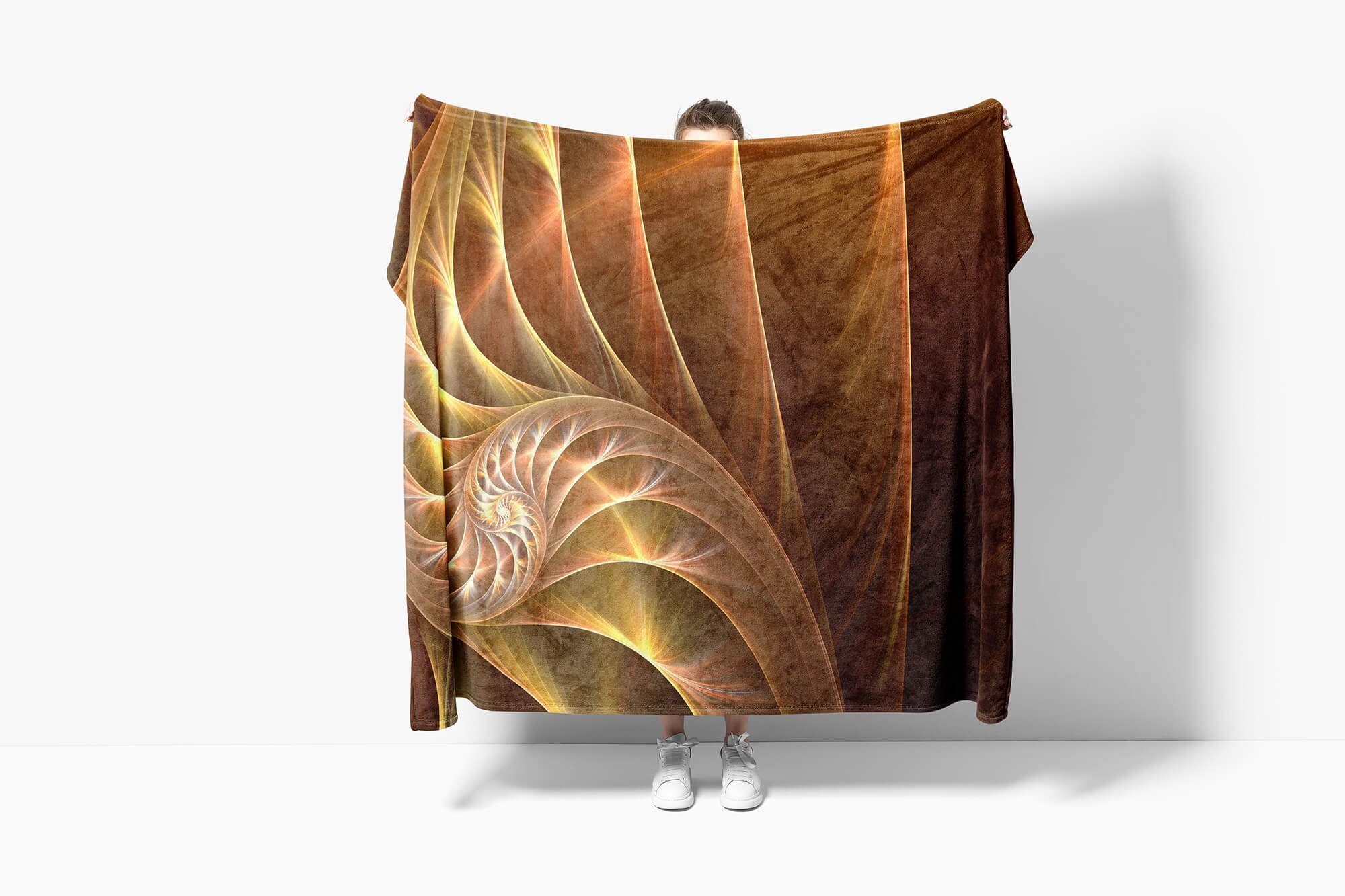 Saunatuch Baumwolle-Polyester-Mix Sinus Kuscheldecke Fraktal (1-St), Art Strandhandtuch Fotomotiv Handtuch Handtücher Handtuch Kunstvoll, mit Spiralen