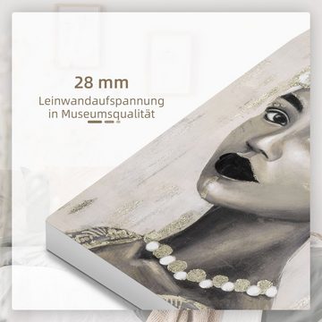 HOMCOM Wandbild Wandkunst, Mädchen (Set, 1 St), Wandbilder Gemälde 'Junge afrikanische Frau' modern Wohnzimmer-Kunst