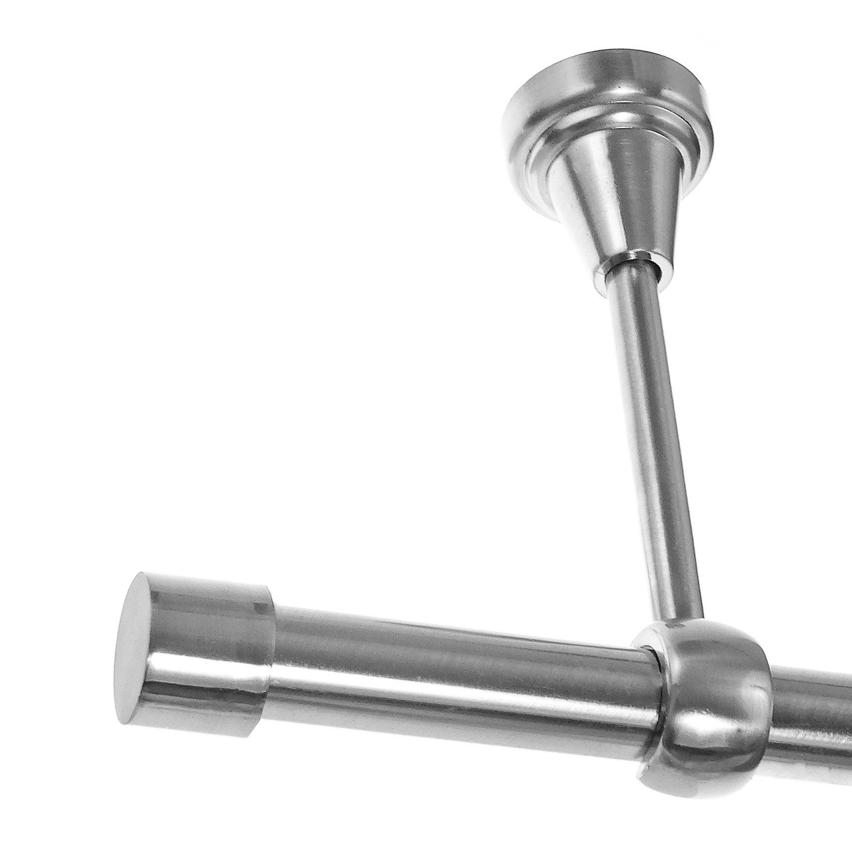 BASIT Gardinenstange Edelstahloptik 19mm mit Deckenträgern 120 cm E61, Ø 19 mm, 1-läufig, verschraubt, Metall, D18 120 cm E61 Kappe