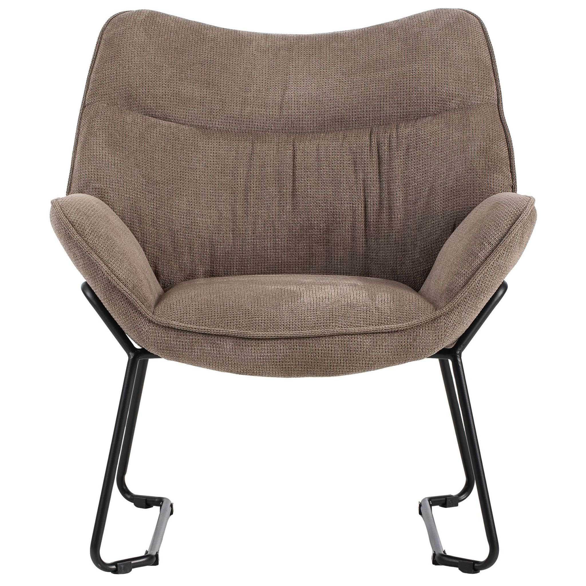 bene living Loungesessel Aliano - braun (1-St), schwarzes Metall-Gestell - bequeme Arm- und Rückenlehne