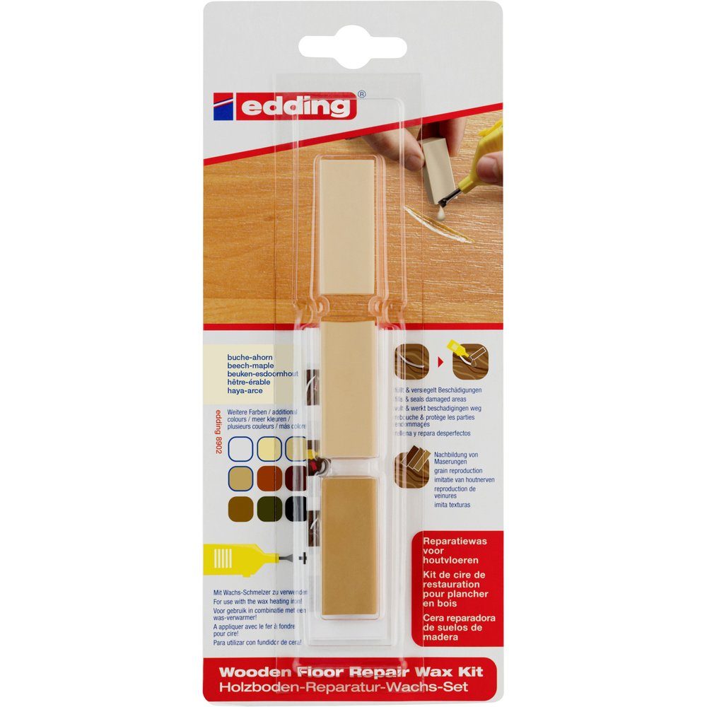edding Marker Edding 8902 4-8902-1-4611 Holzboden Reparaturwachsset Buche, Ahorn