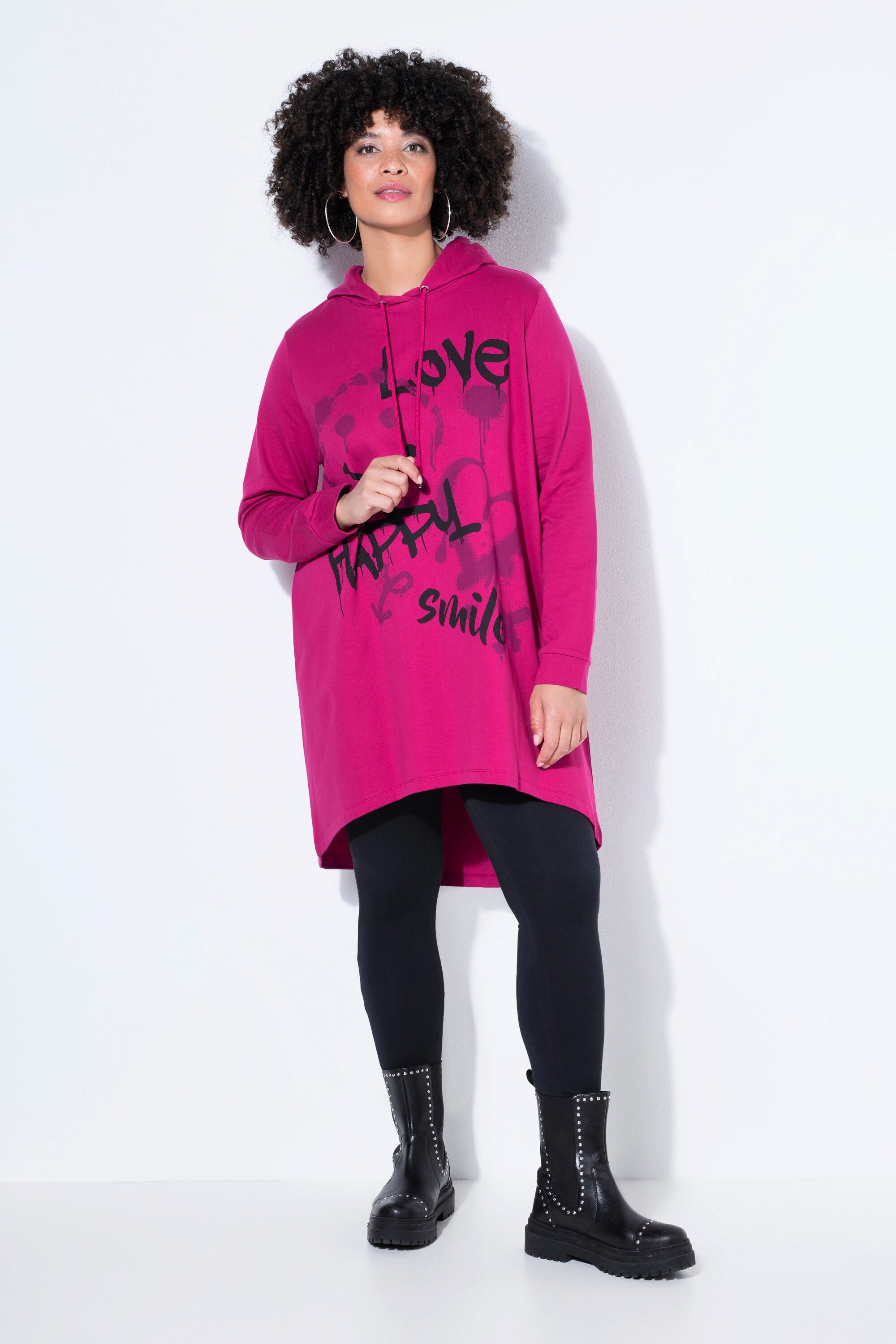 Angel of Style Sweatshirt Hoodie oversized Smiley-Motiv mit Schriftzug