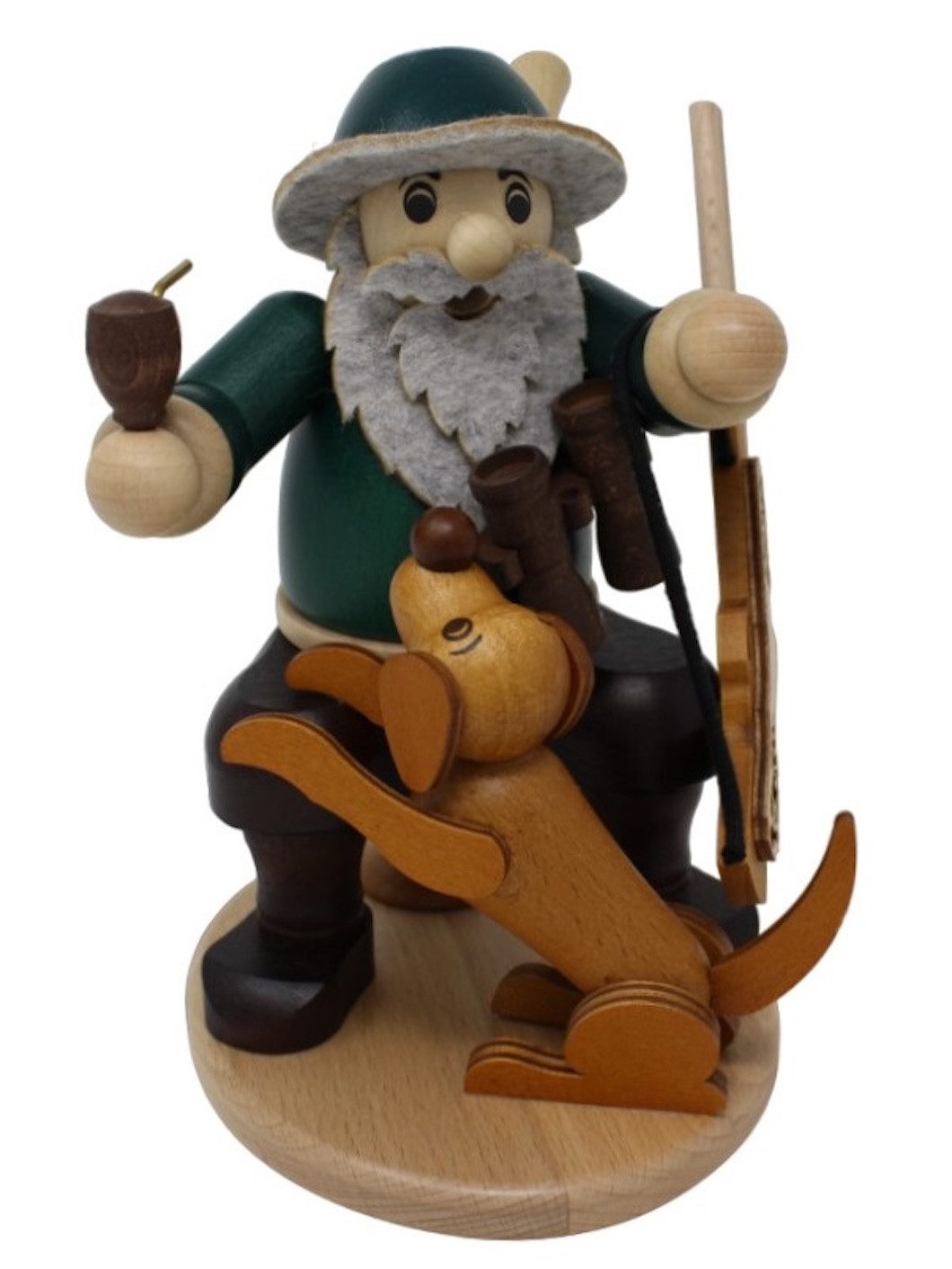 Zeidler Holzkunst Räuchermännchen Förster mit Hund - Höhe: 20 cm - Handarbeit aus dem Erzgebirge, (1 St), Handarbeit aus dem Erzgebirge