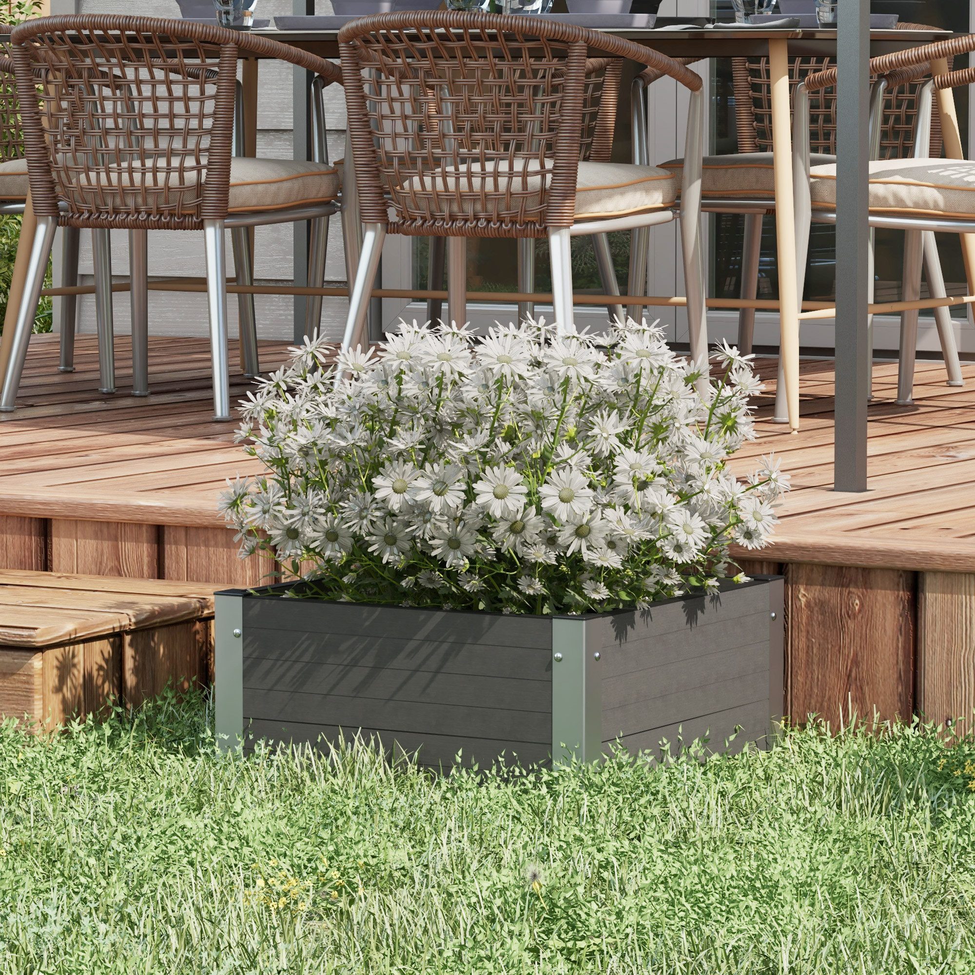 Outsunny Hochbeet Blumenkasten, Pflanzkasten mit offenem Boden (Gemüsebeet, günstig online kaufen