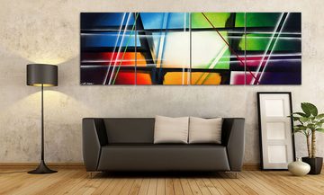 WandbilderXXL XXL-Wandbild Crashed Rainbow 240 x 80 cm, Abstraktes Gemälde, handgemaltes Unikat