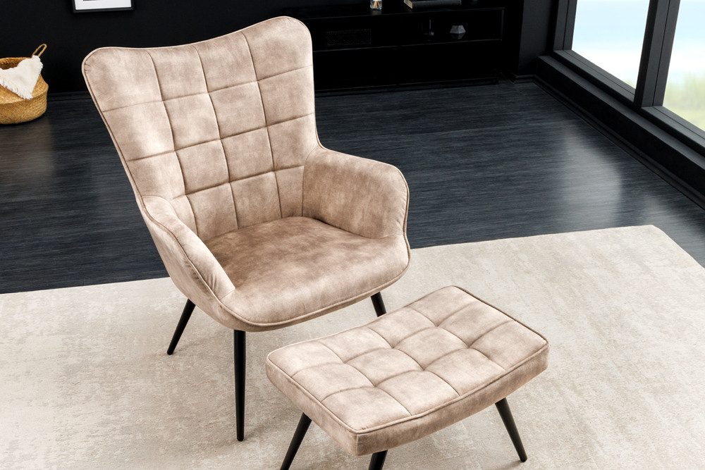 riess-ambiente Sessel SCANDINAVIA champagner beige / schwarz (Einzelartikel, 1-St), Wohnzimmer · Samt · Metall · mit Armlehnen · Scandinavian Design – Bild 3 von 5