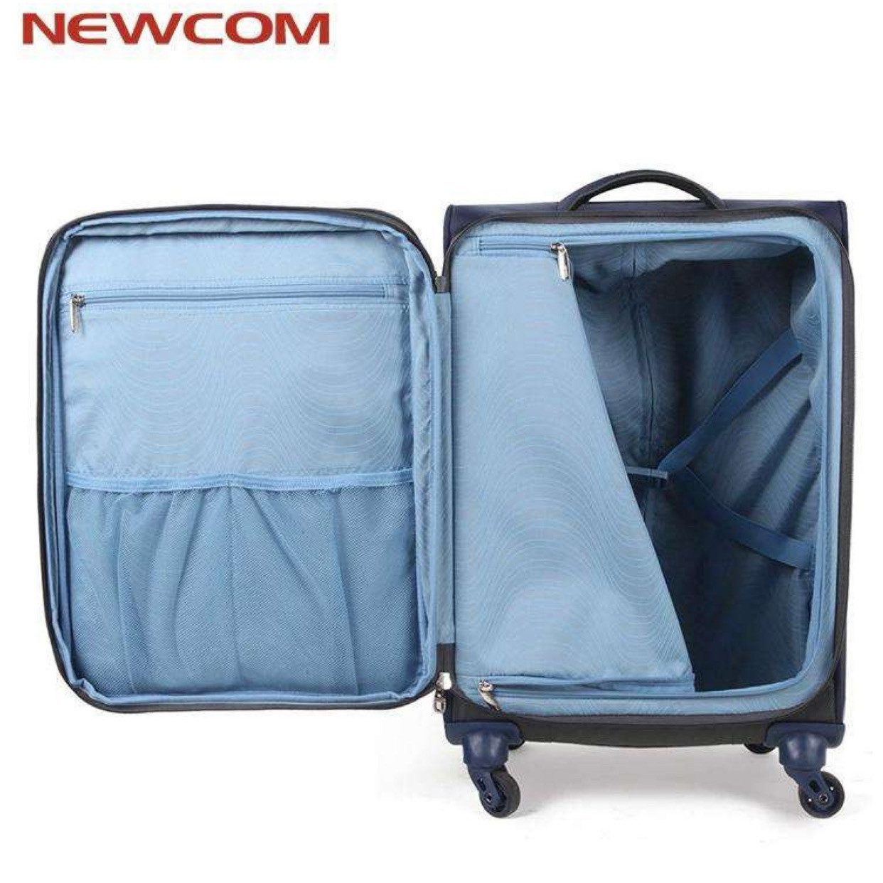 NEWCOM Weichgepäck-Trolley Design Stoffkoffer / Reisekoffer / Weichschalenkoffer, 4 Rollen, 20 Zoll, Rot, Super Leicht, Haltbar Weichgepäck