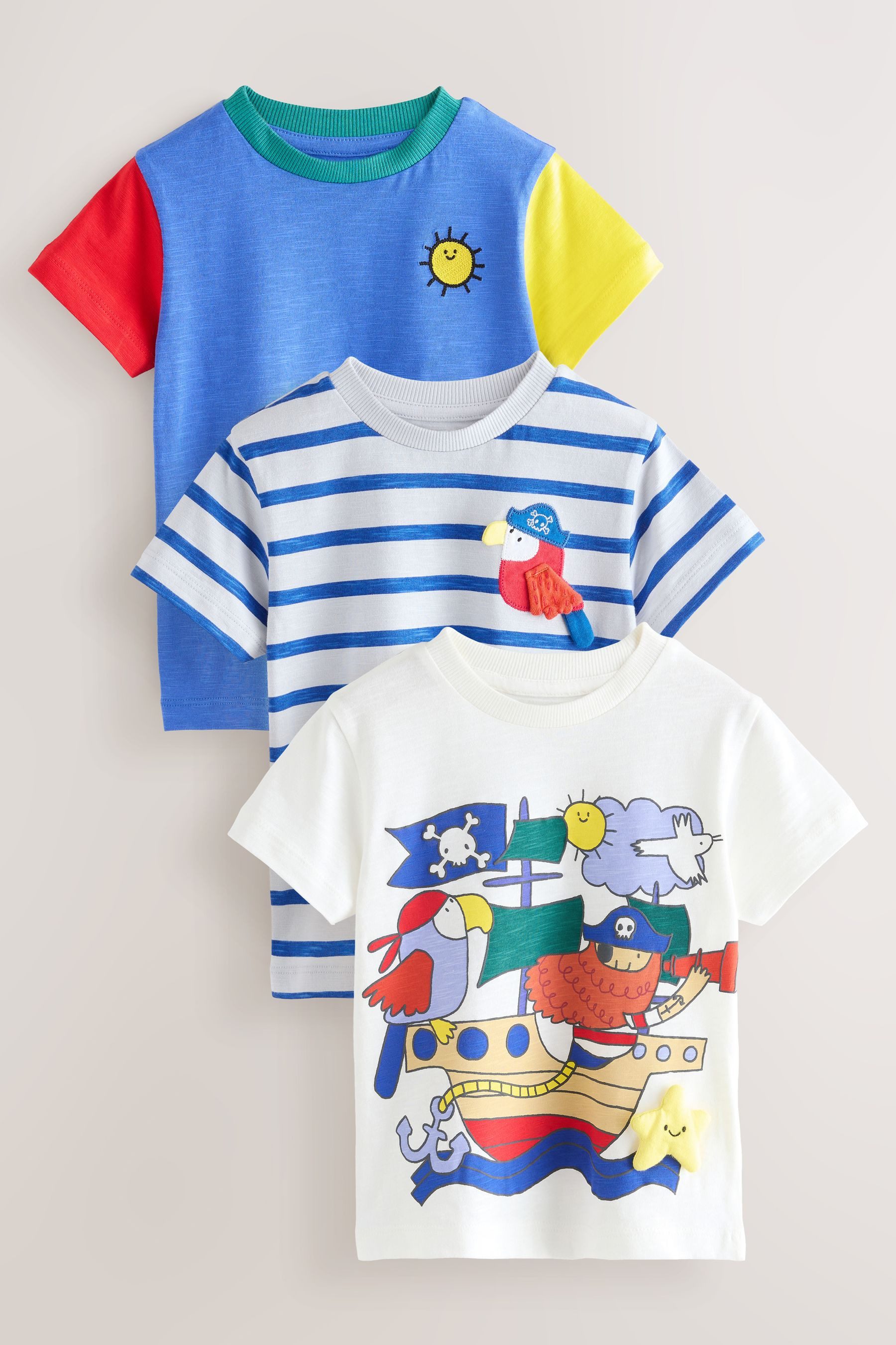 Next T-Shirt T-Shirts mit Applikation, 3er-Pack (3-tlg)